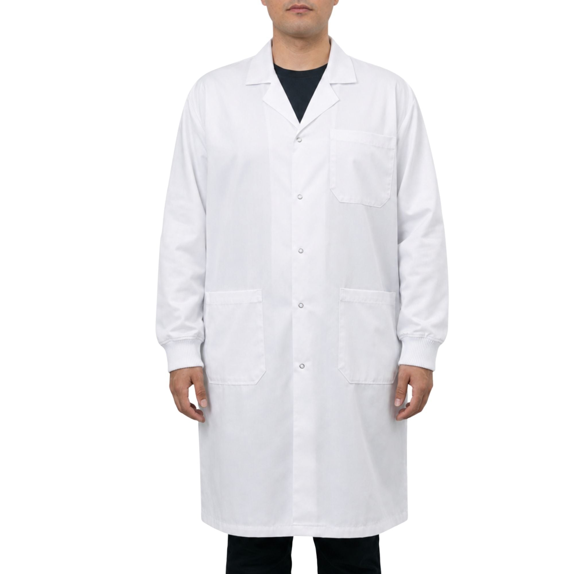 Poly-Cotton Blend Lab Coat with Ribbed Cuff