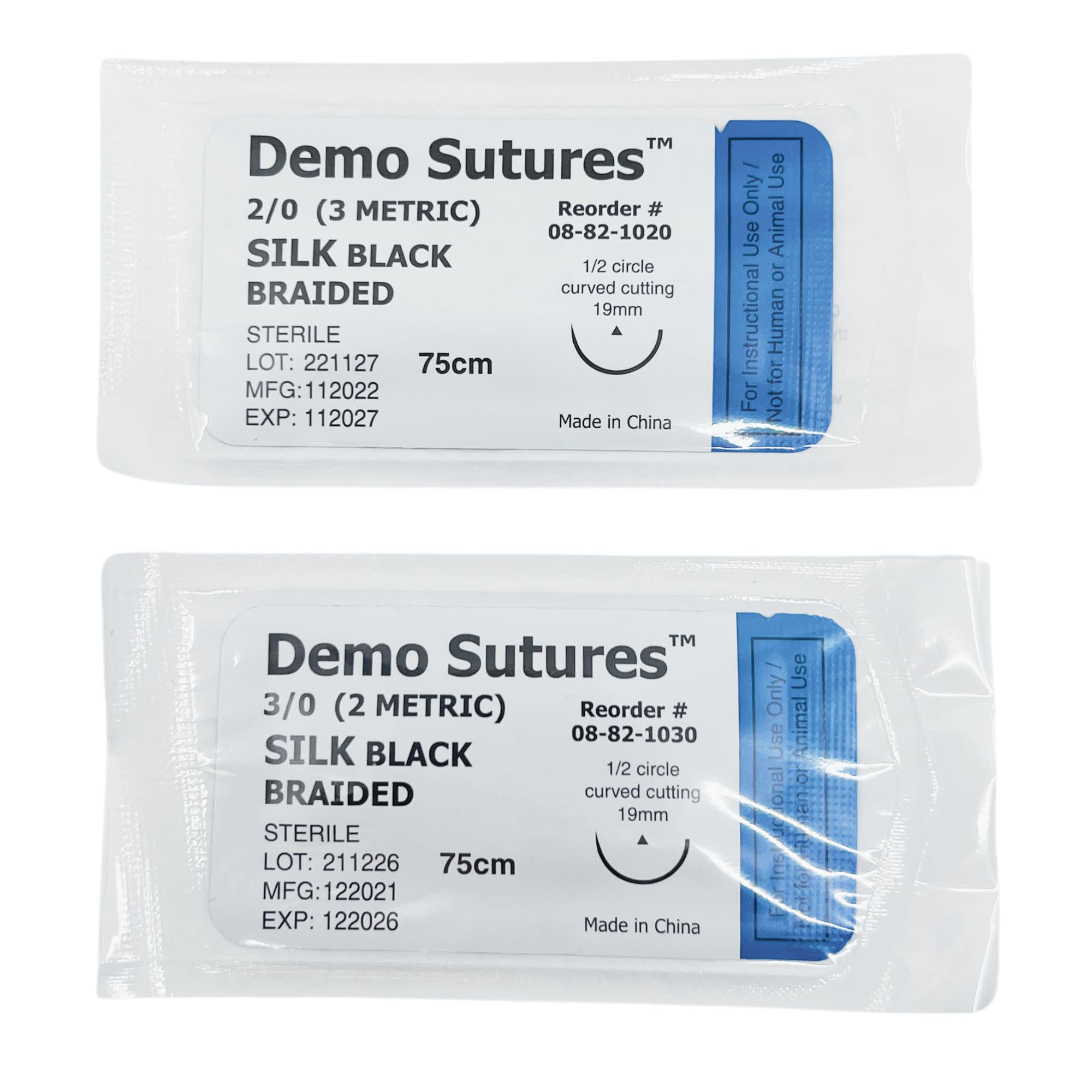 5-Piece Silk Practice Suture Set, Sizes 0/0 to 5/0, 75cm
