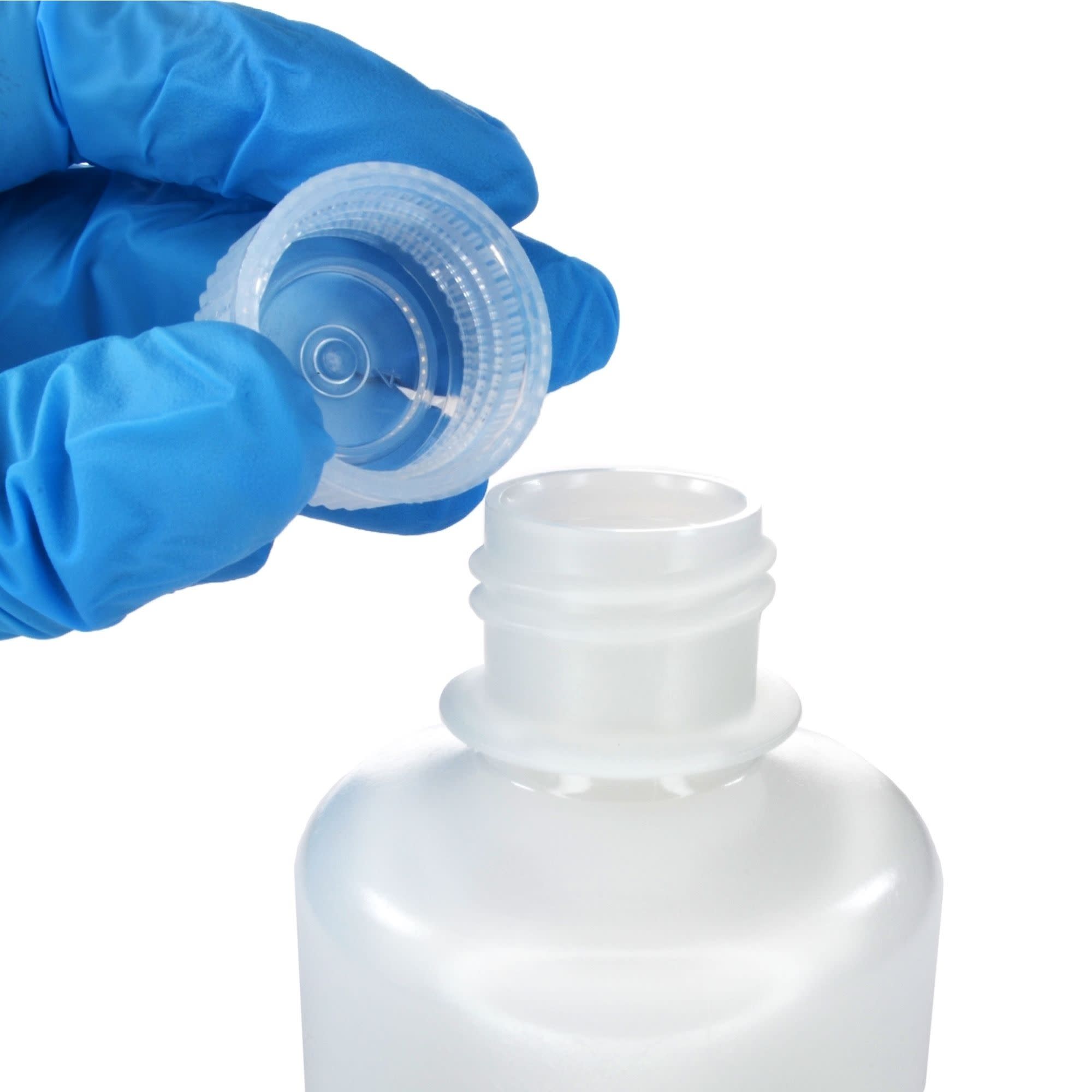 500-Bulk Pack Translucent Narrow Mouth HDPE Reagent Bottles with PP Caps, 125mL, -100 to 120°C