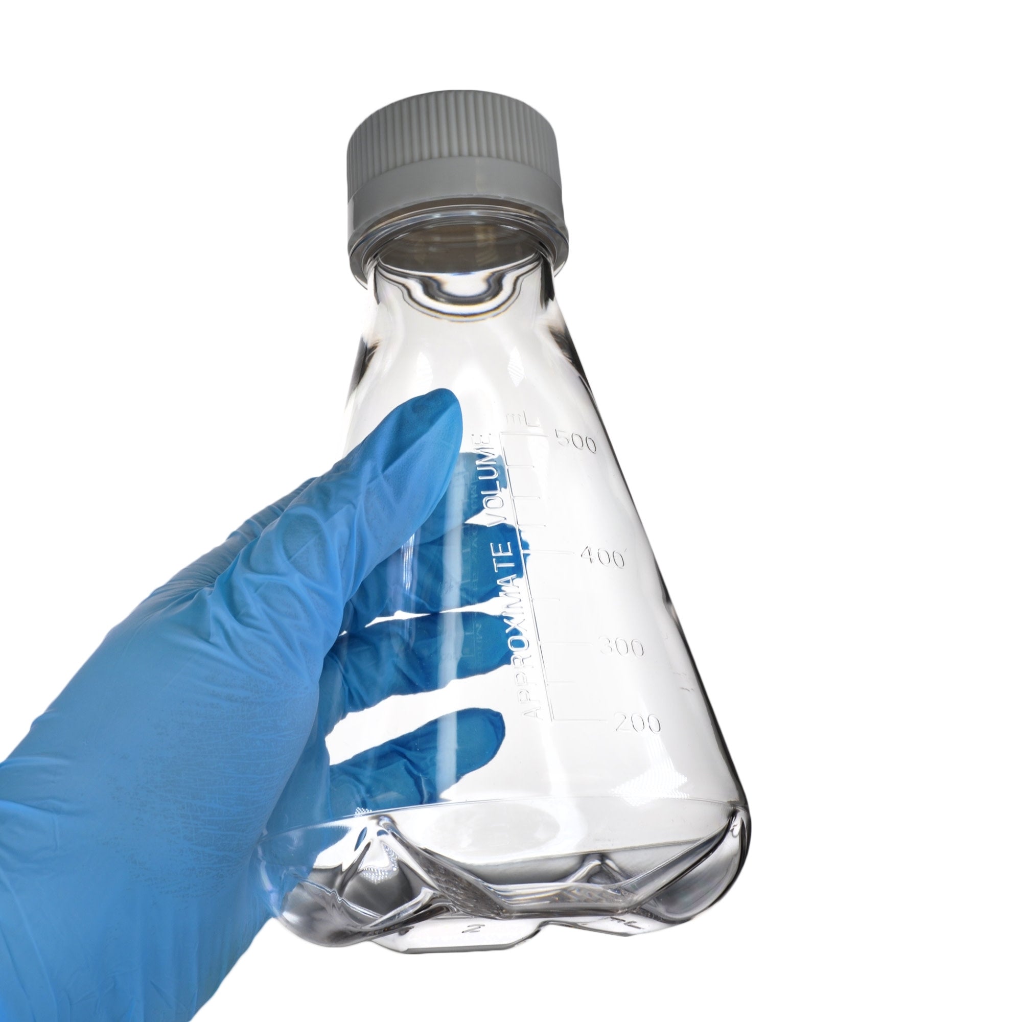 Sterile Non-Vented Baffled-Bottom PETG Erlenmeyer Flask, USP Class VI, 500mL