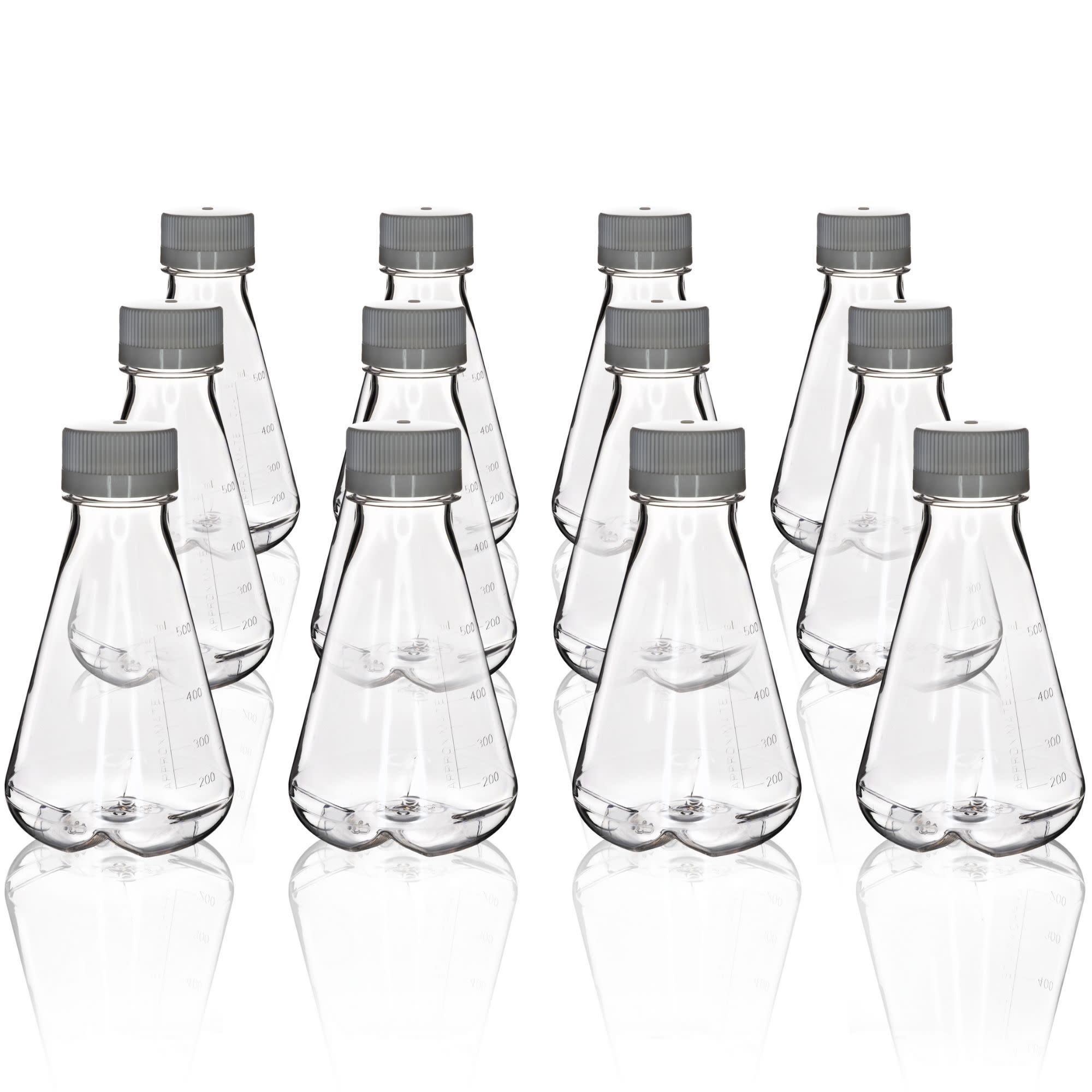 Sterile PETG Erlenmeyer Flask with Baffled Bottom, 12-Pack