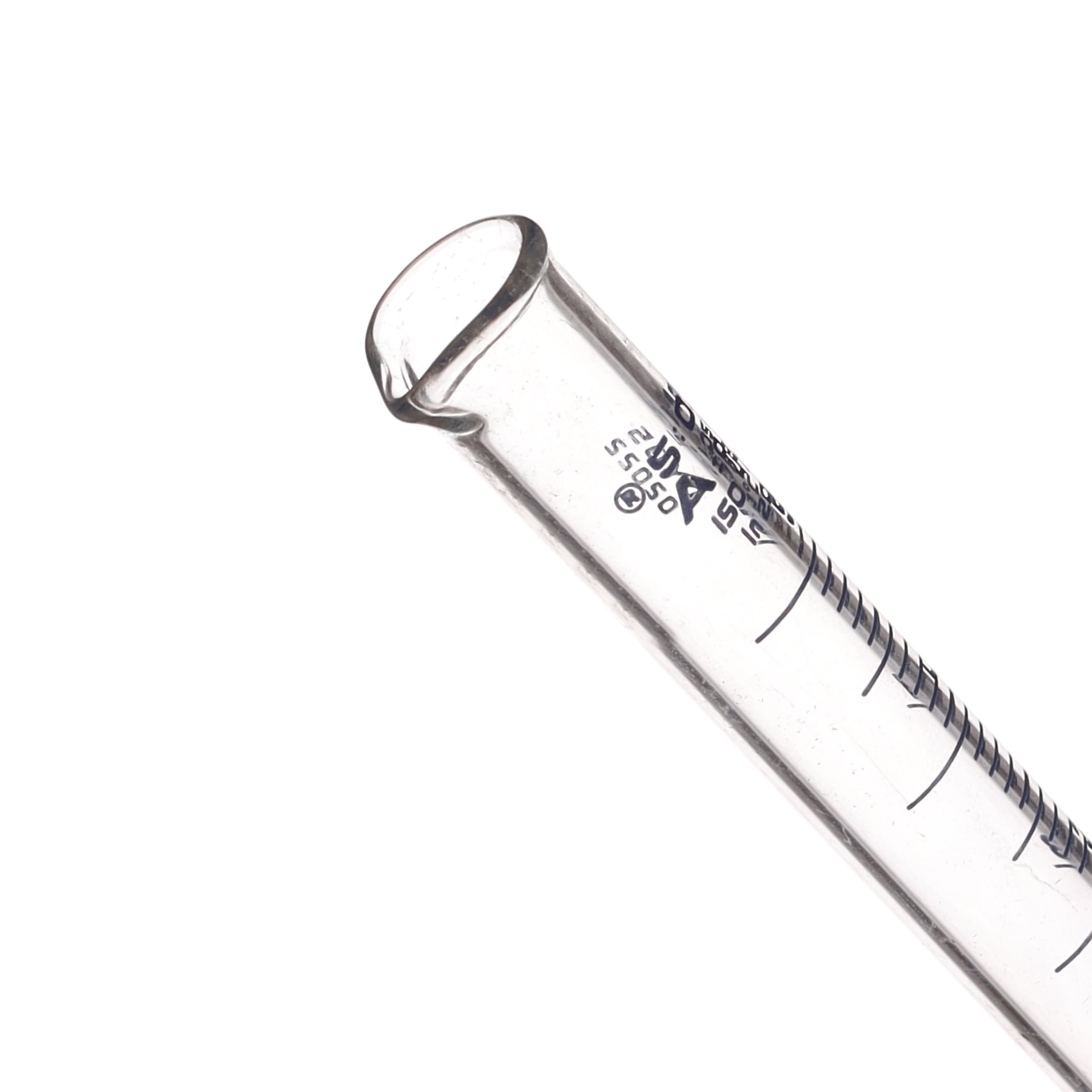 Class B Graduated Cylinder with Hexagonal Base, 5mL, Blue Graduations, Borosilicate Glass