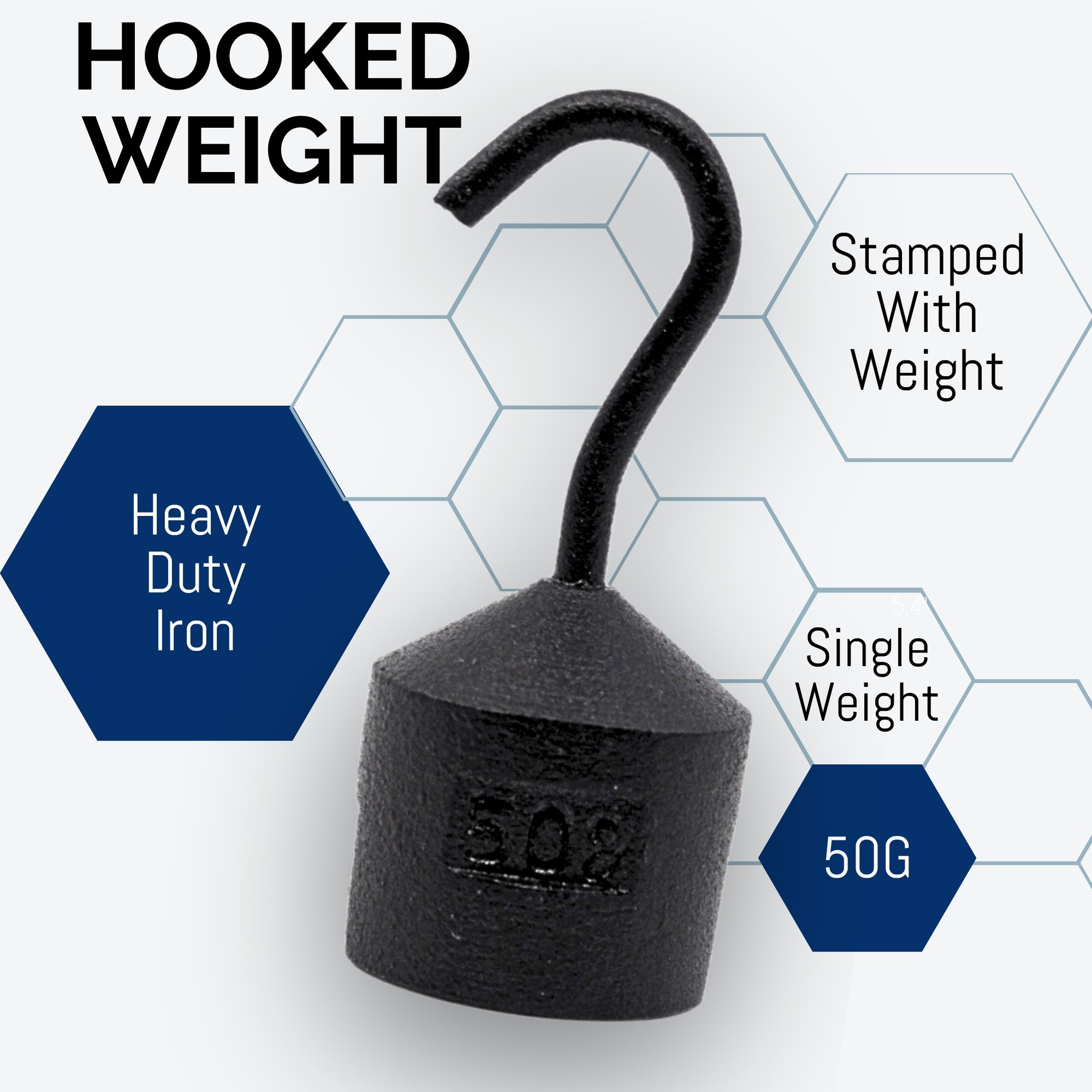 50g Iron Cylindrical Hooked Weight