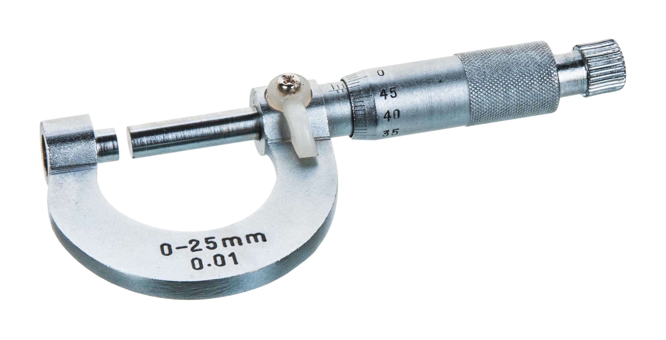 Nickel-Plated Brass Micrometer Screw Gauge with Lock, 0-25mm