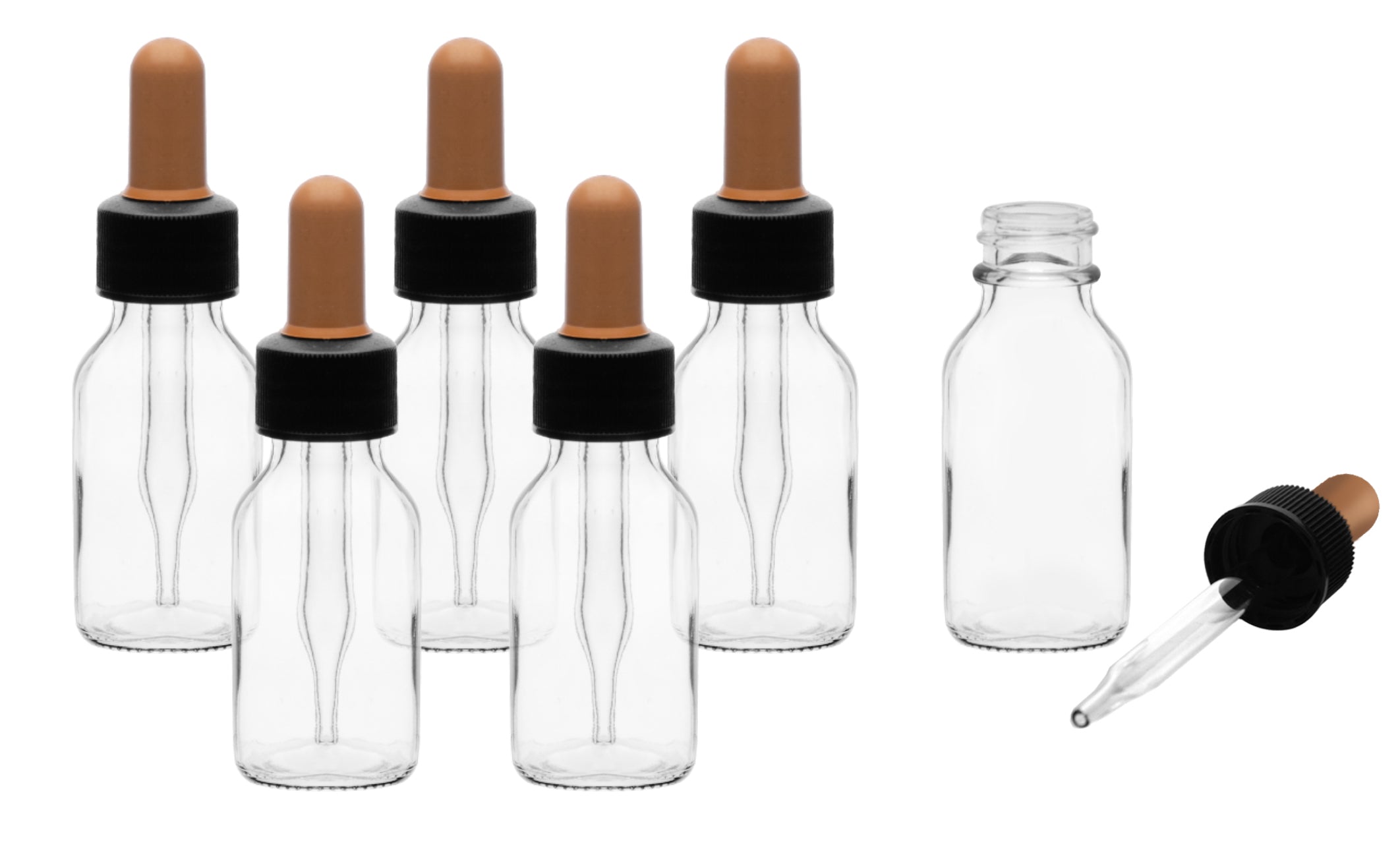 Soda Lime Glass Dropping Bottle with Screw Cap, 6-Pack