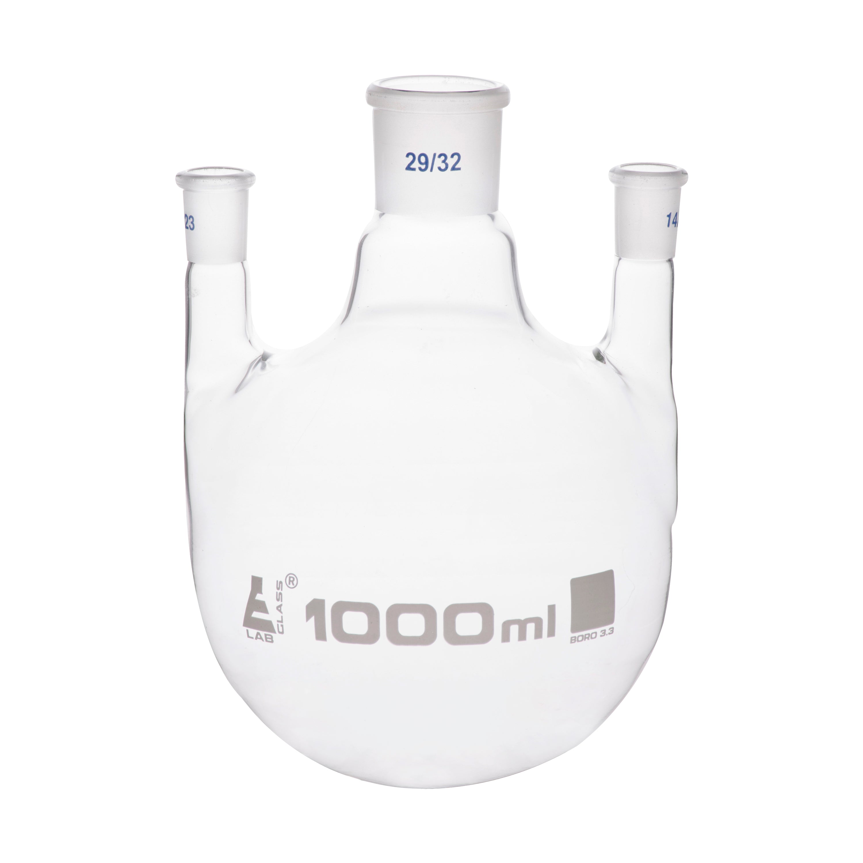 Round Bottom Three-Parallel-Neck Borosilicate Glass Distillation Flask