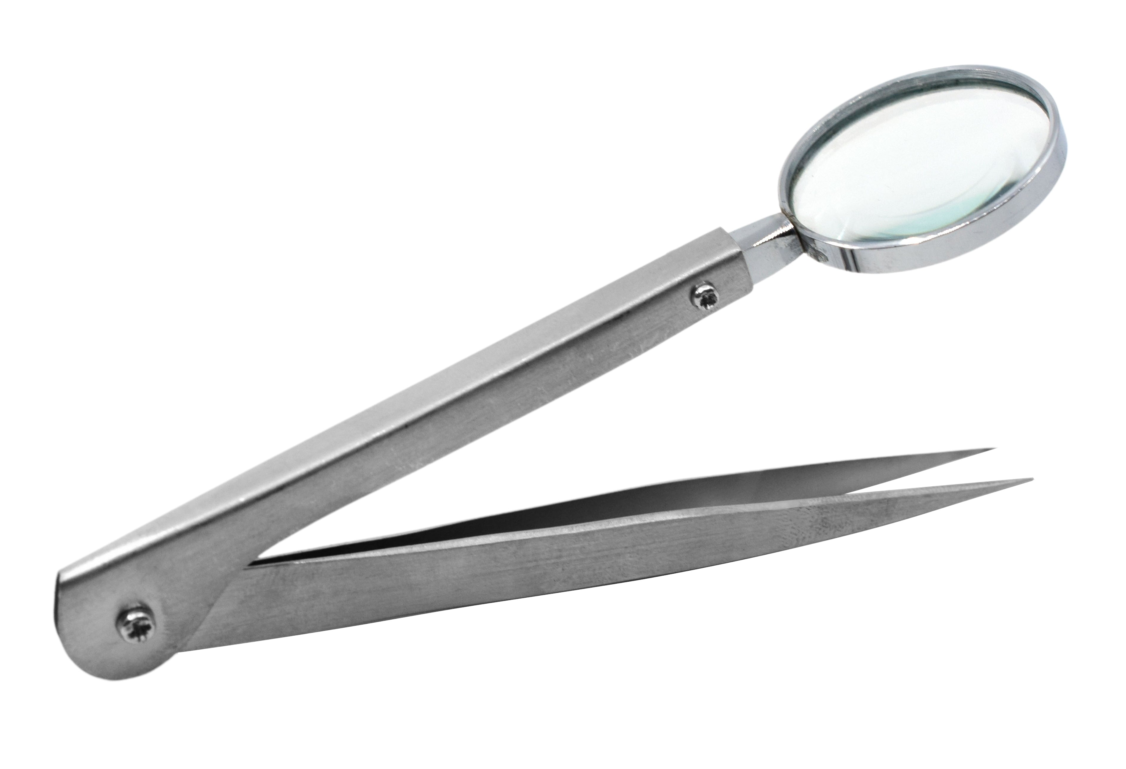 5" Forceps with Built-in Magnifying Glass