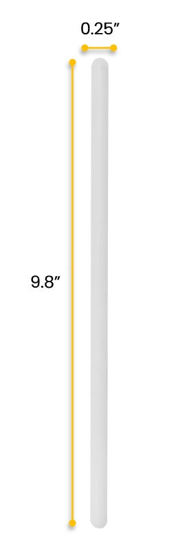 9.8" Polypropylene Stirring Rods with Rounded Ends, 7mm, 12-Pack