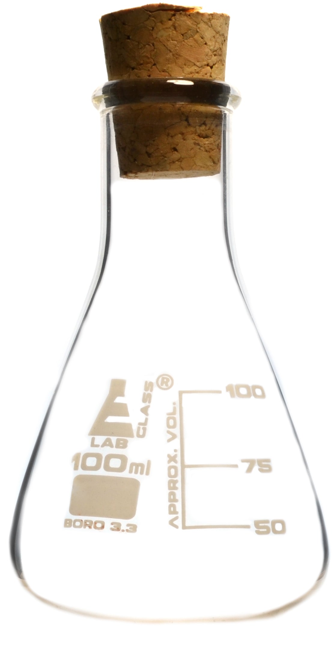 Borosilicate Glass Boiling Flask with Cork Stopper