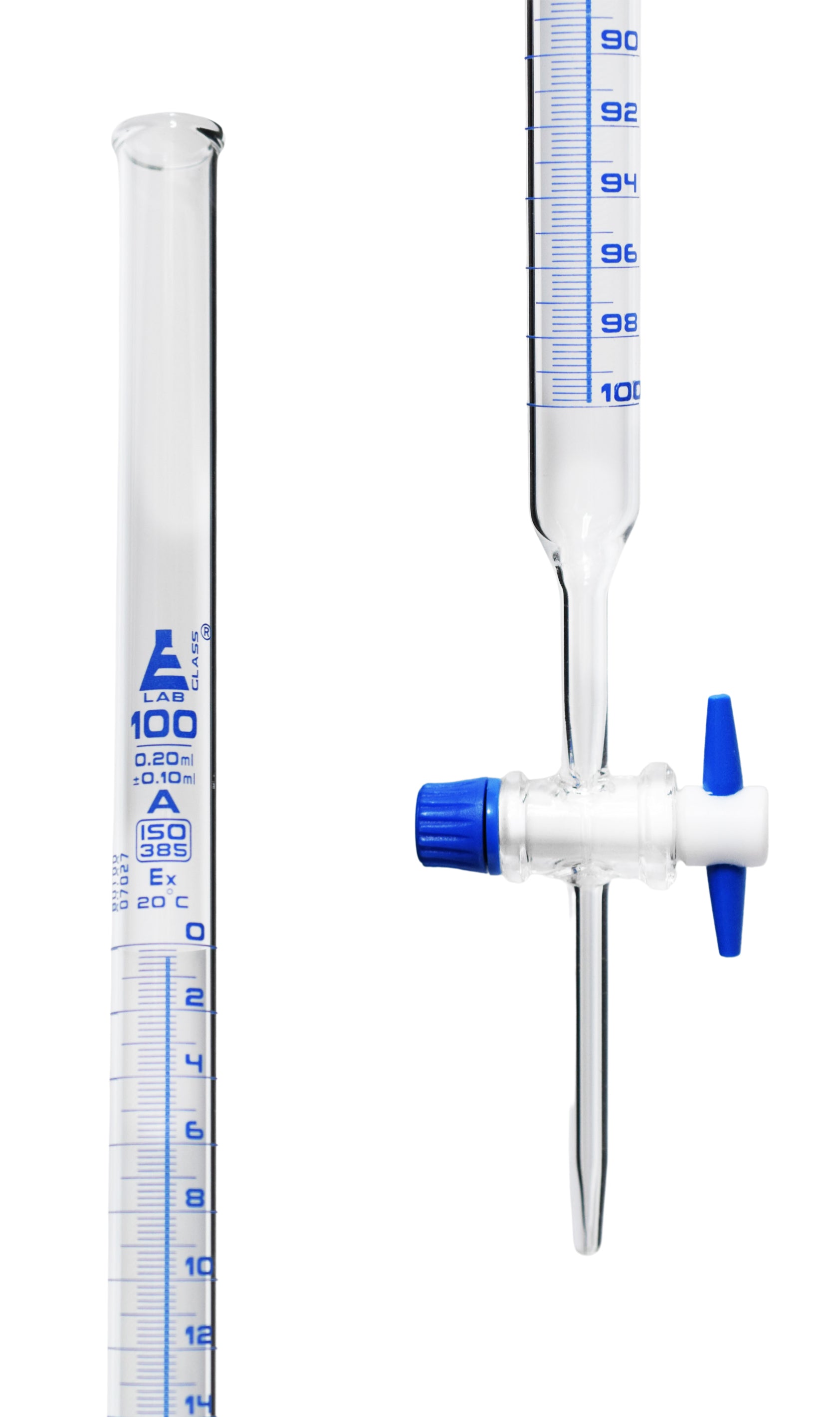 Class A Schellbach Borosilicate Glass Burette with PTFE Stopcock