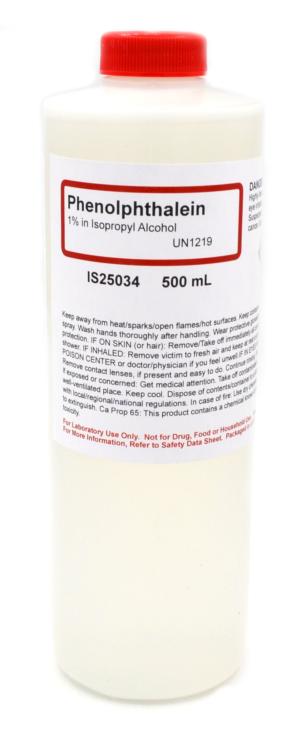 Alcoholic Phenolphthalein Indicator Solution, 1%, 500mL