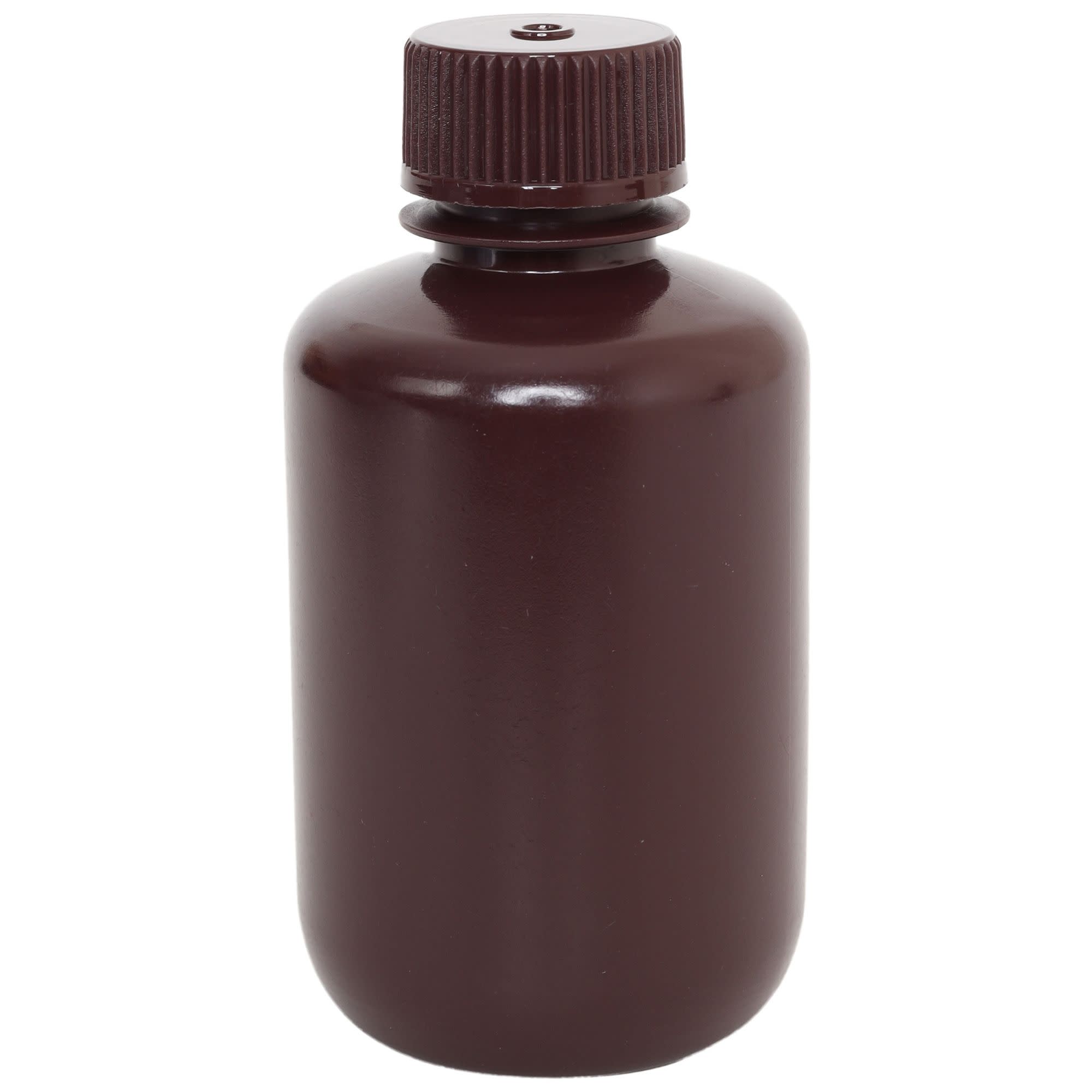 500-Bulk Pack Amber Narrow Mouth HDPE Reagent Bottles for Light-Sensitive Substances, 125mL, -100 to 120°C