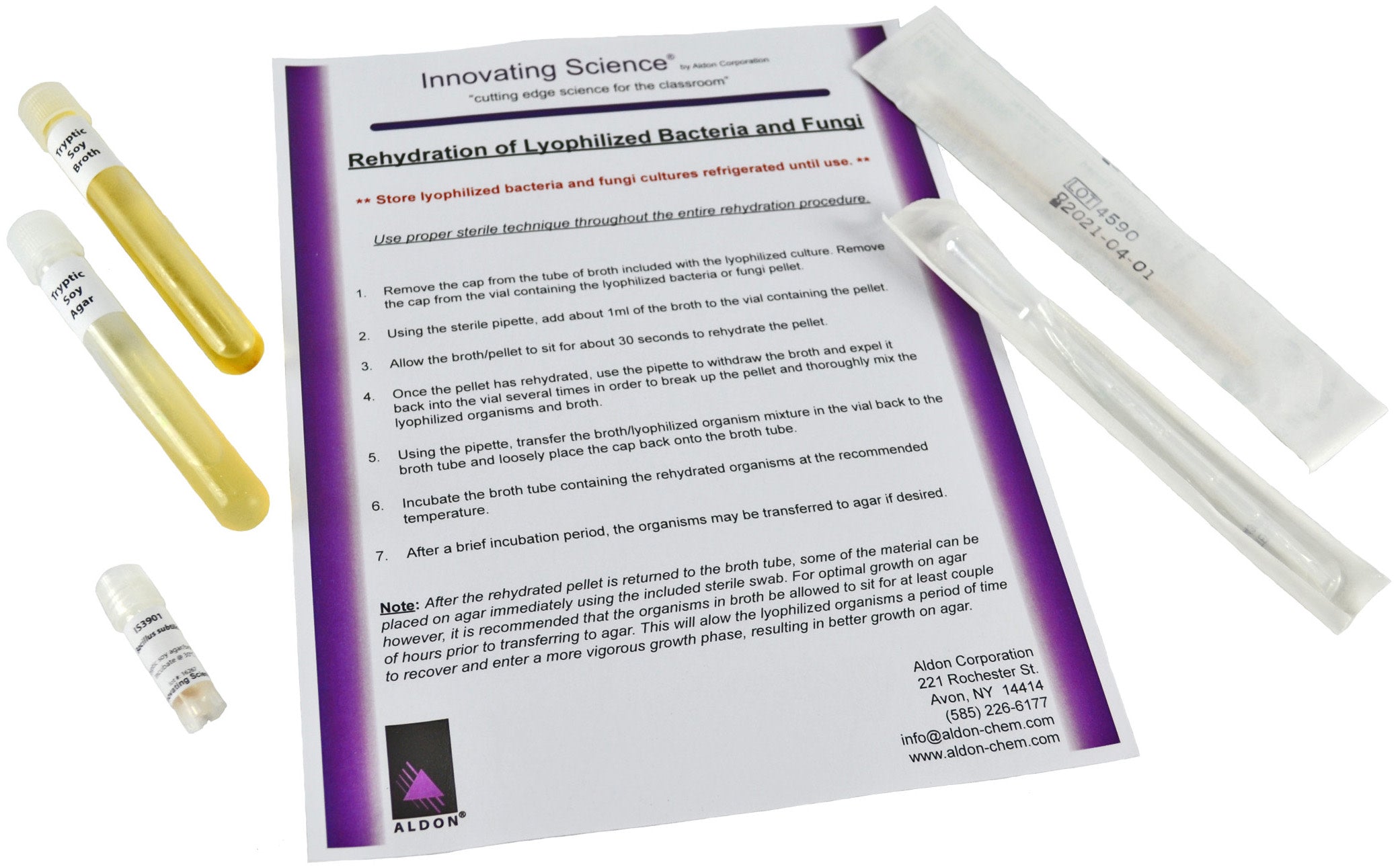Bacillus Subtilis Freeze-Dried Culture with Transfer Media, Broth, Agar Slant and Swab