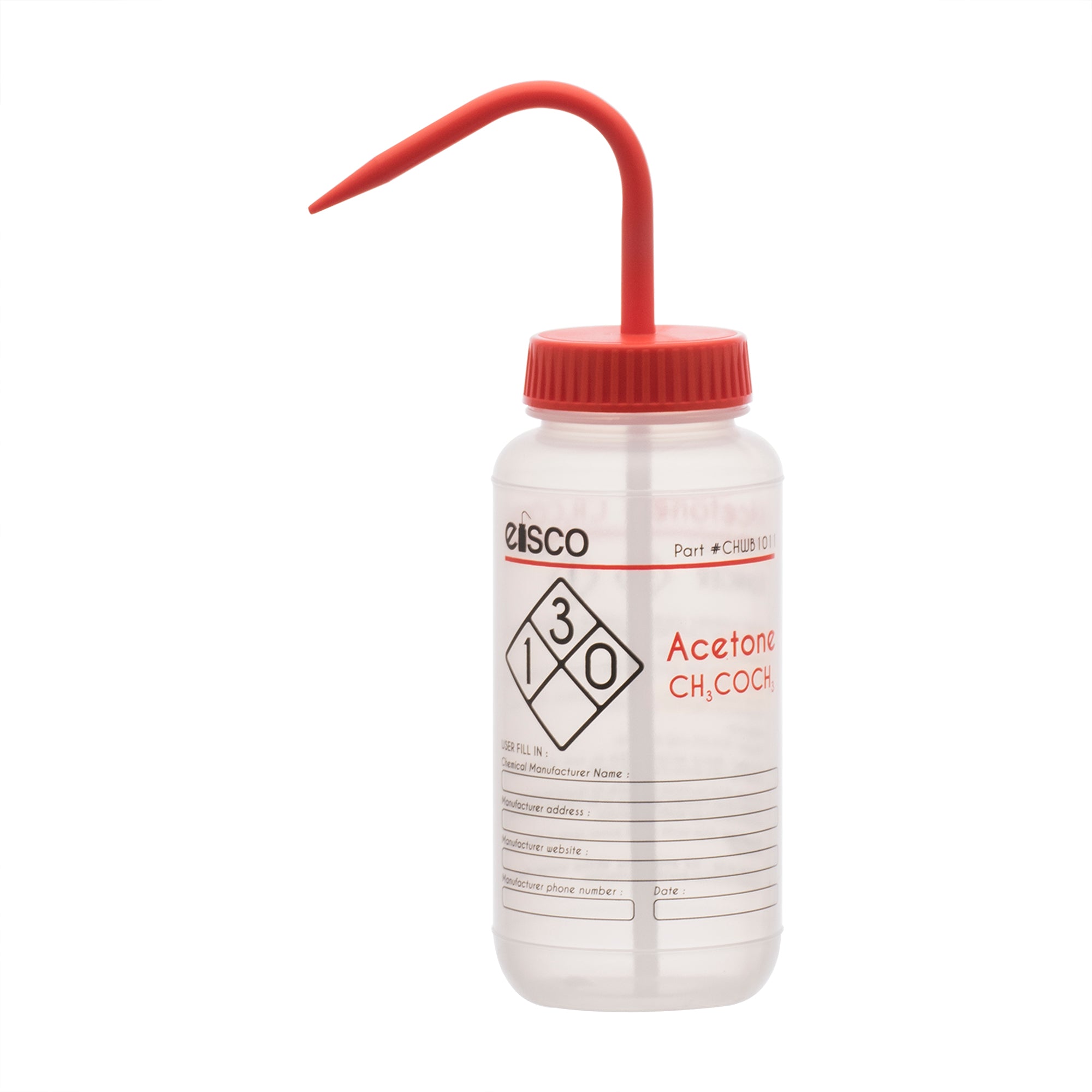 Acetone Wash Bottle, LDPE, 2-Color Label, 500mL