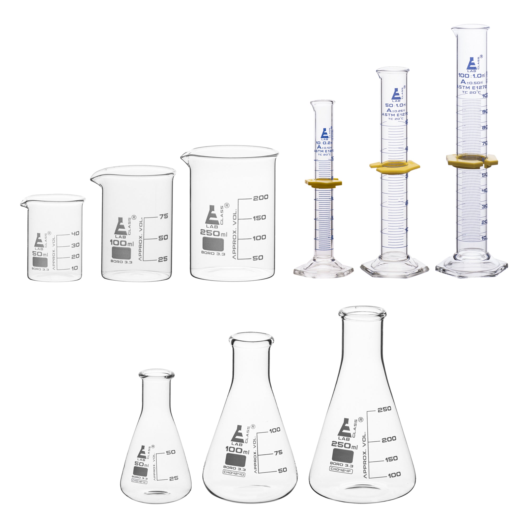 Laboratory Glassware Starter Set, 9-Piece Borosilicate Glass