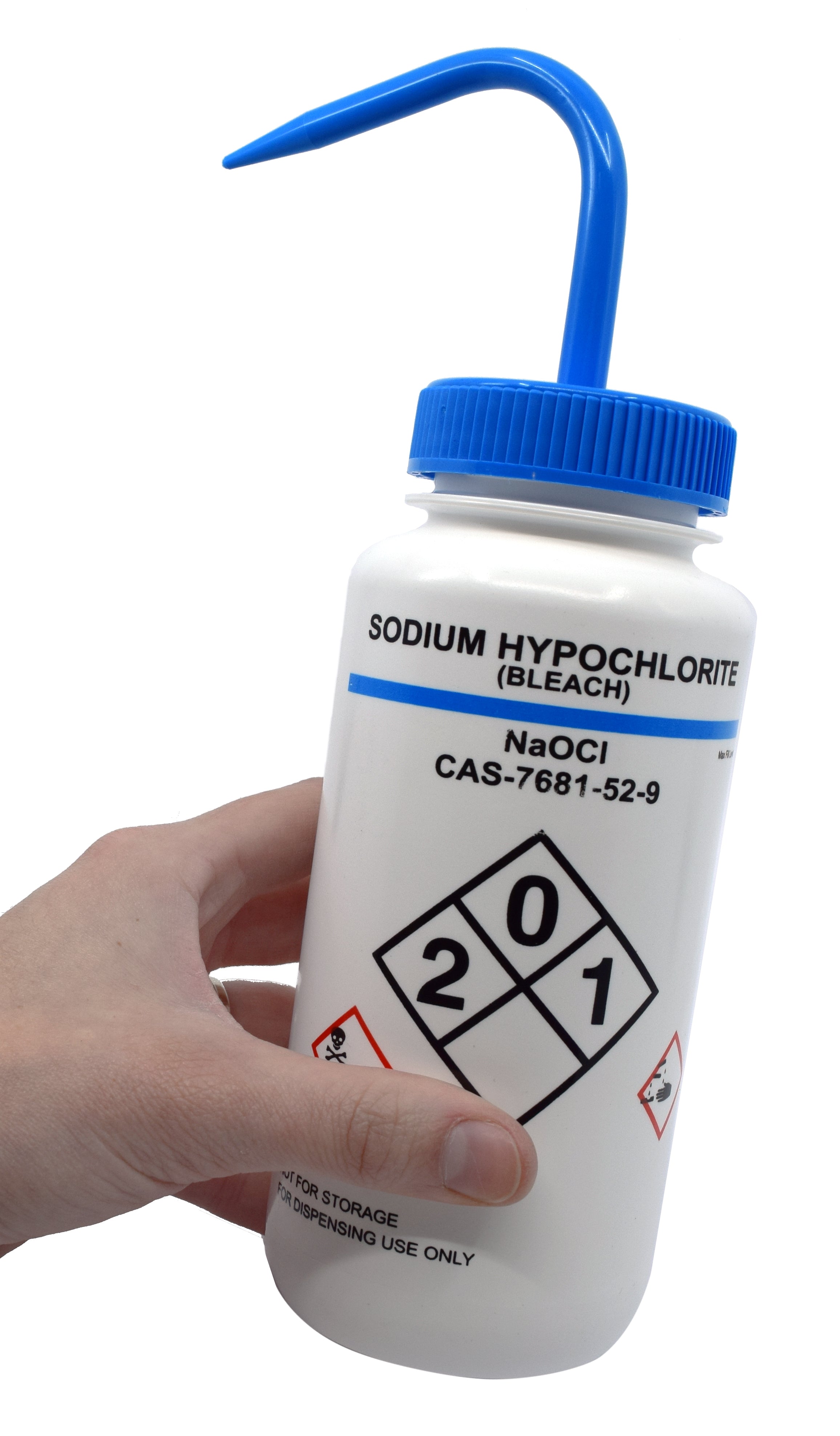 Polypropylene Sodium Hypochlorite Bleach Wash Bottle, 500mL