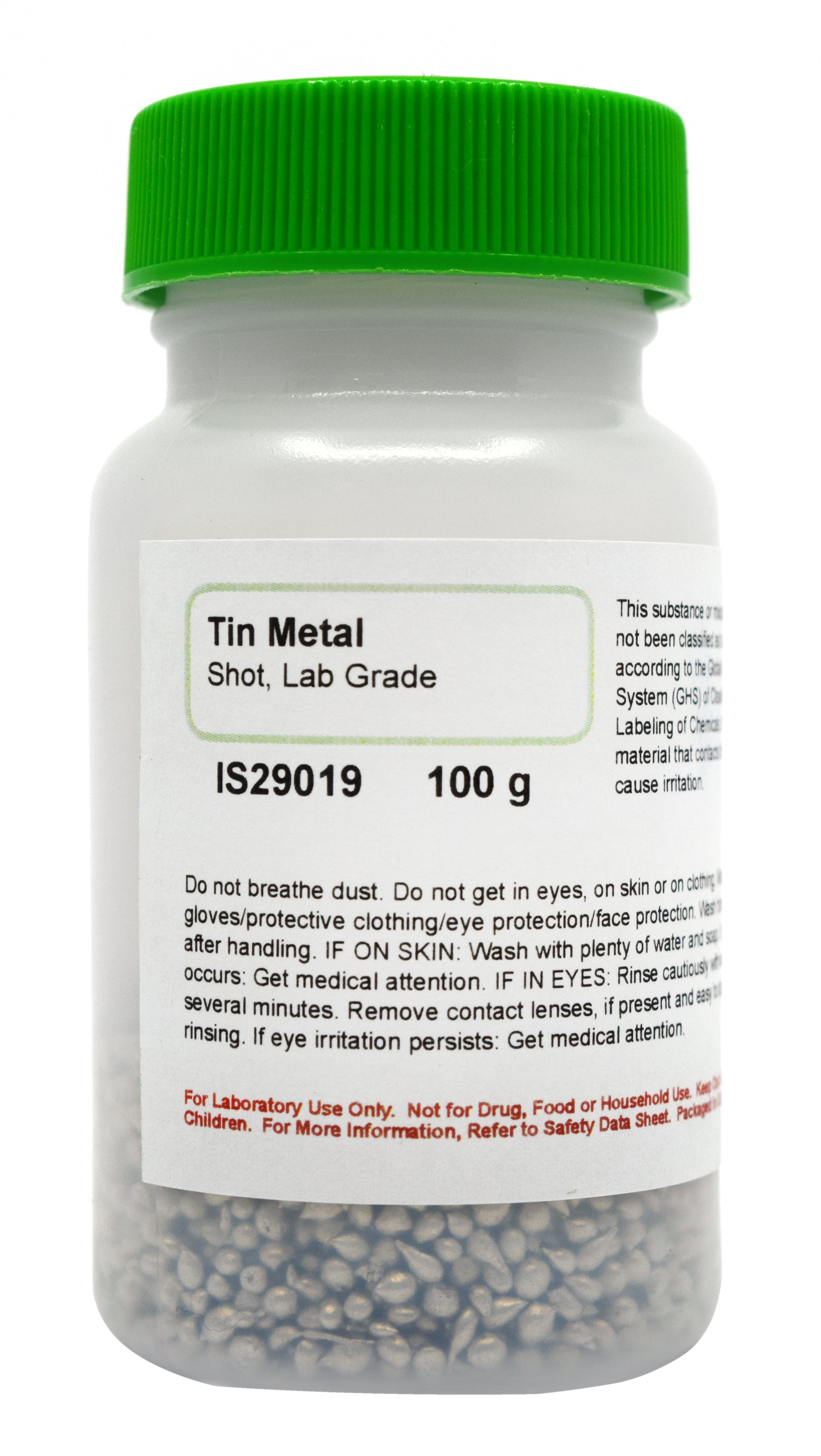 Laboratory Grade Tin Metal Shot, 100g