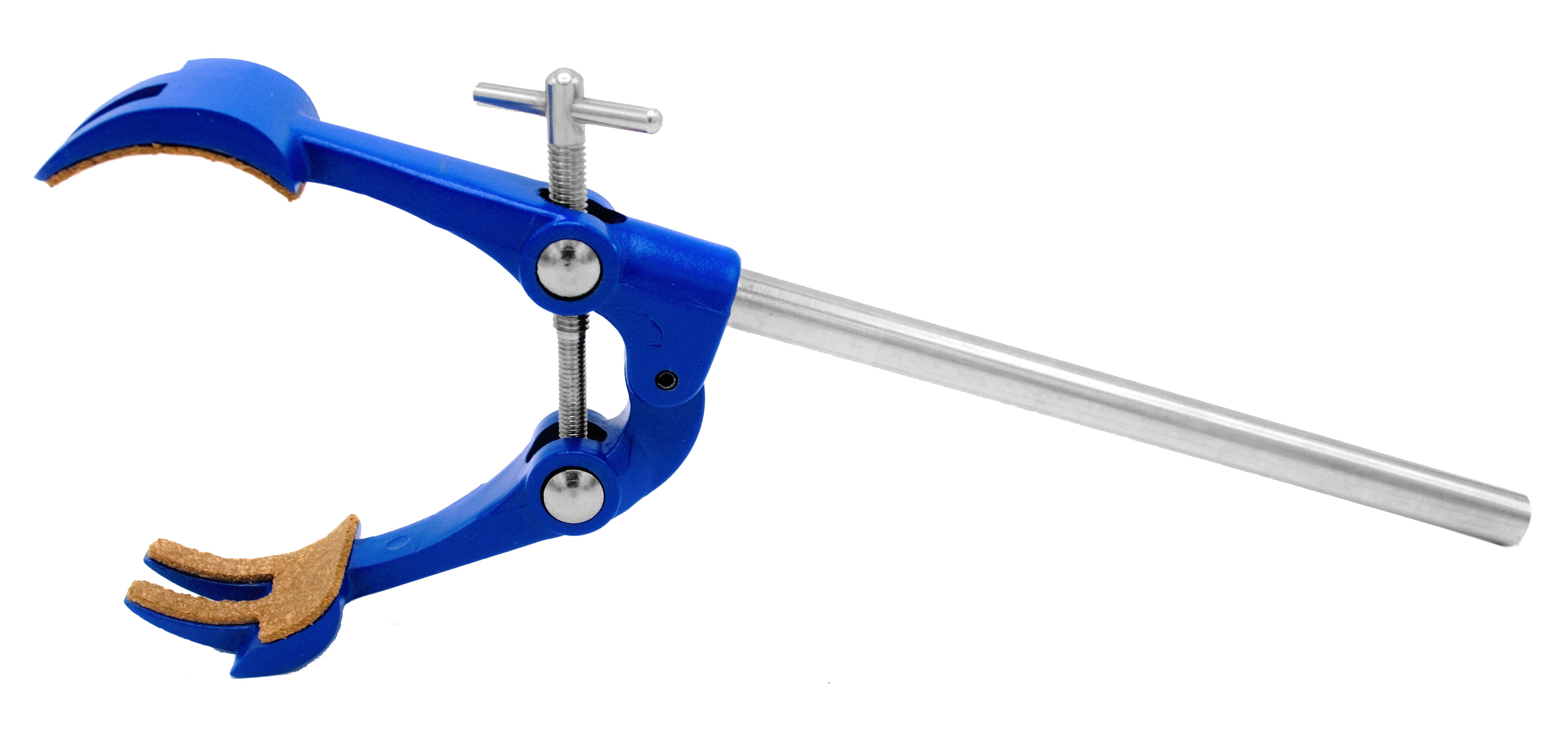 4-Prong Cork-Lined Clamp on Stainless Steel Rod, 4.1" Max