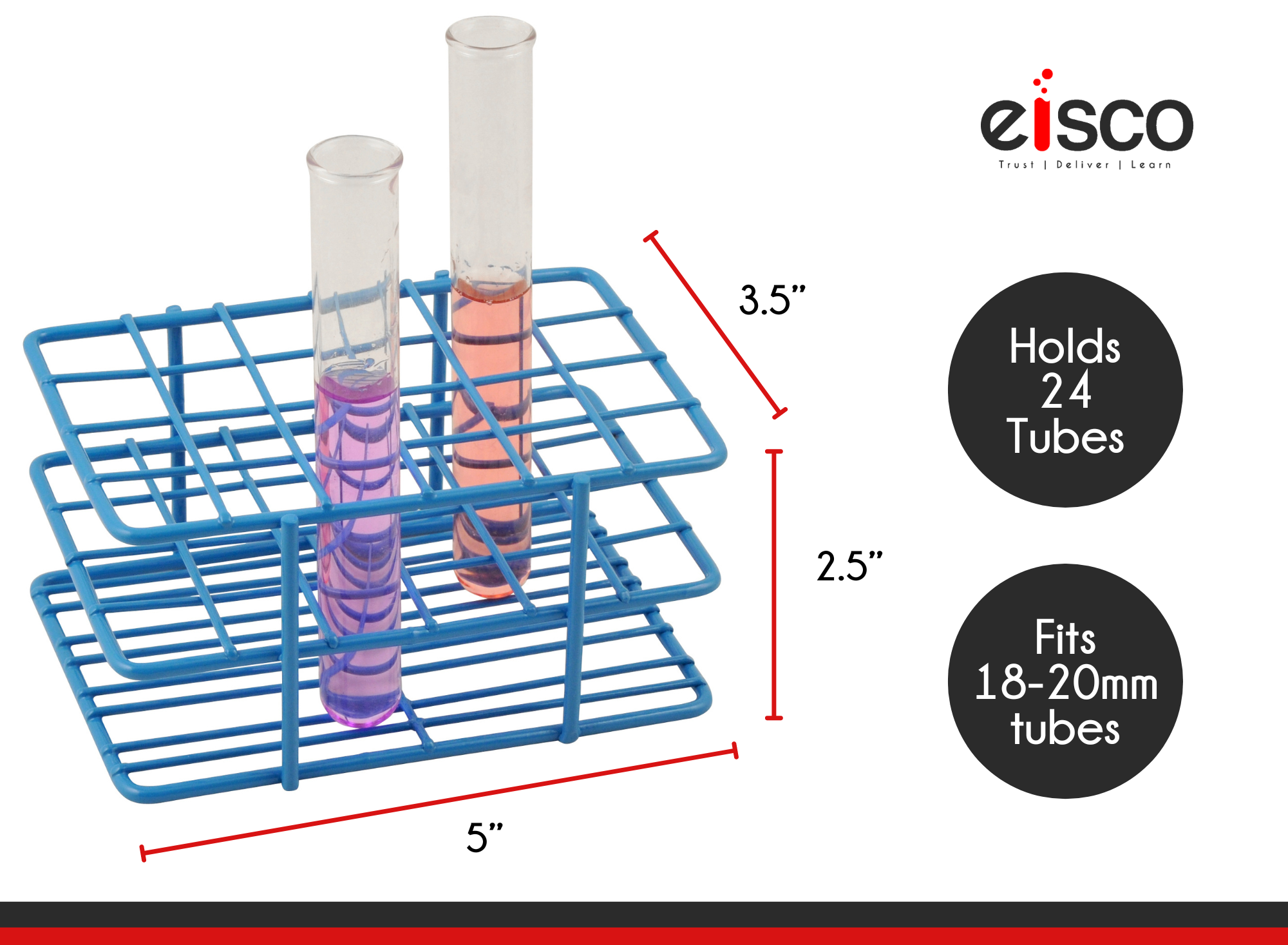 Epoxy-Coated Steel Wire Test Tube Rack, 24-Hole, 15-16mm