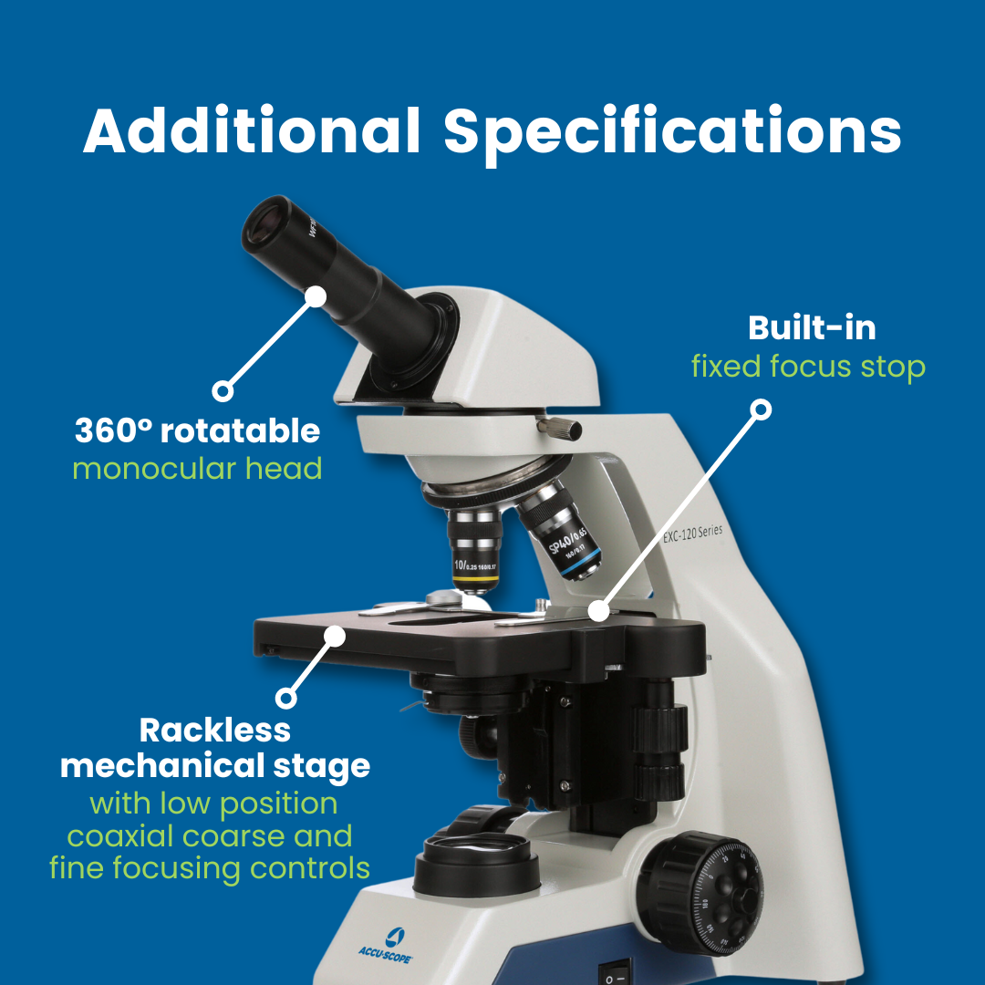 Accu-Scope Monocular Compound Microscope, EXC-121-3, 40-400X
