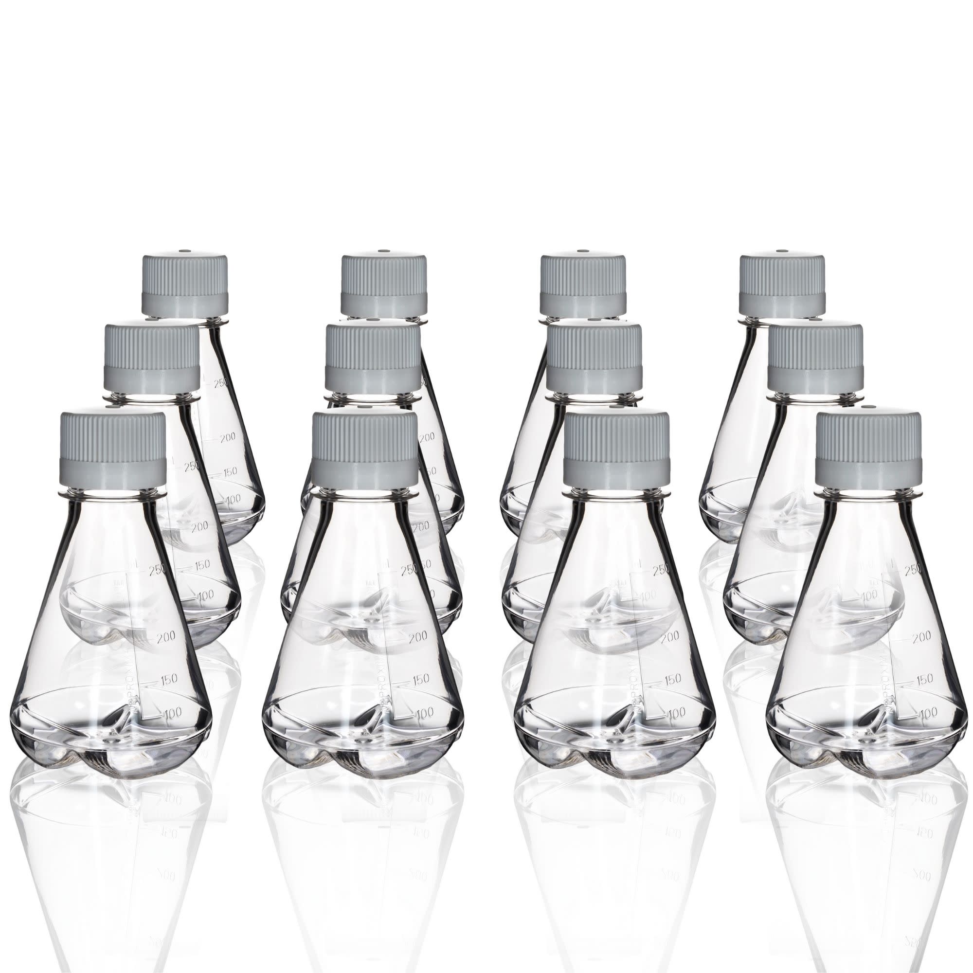 Sterile PETG Erlenmeyer Flask with Baffled Bottom, 12-Pack