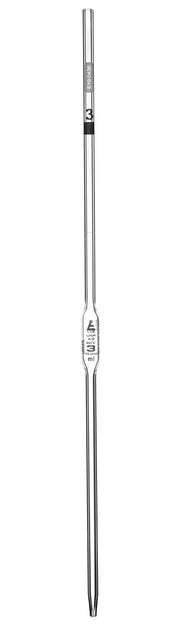 Class AS Bulb Pipette with Individual Work Certificate, 3mL, Borosilicate Glass