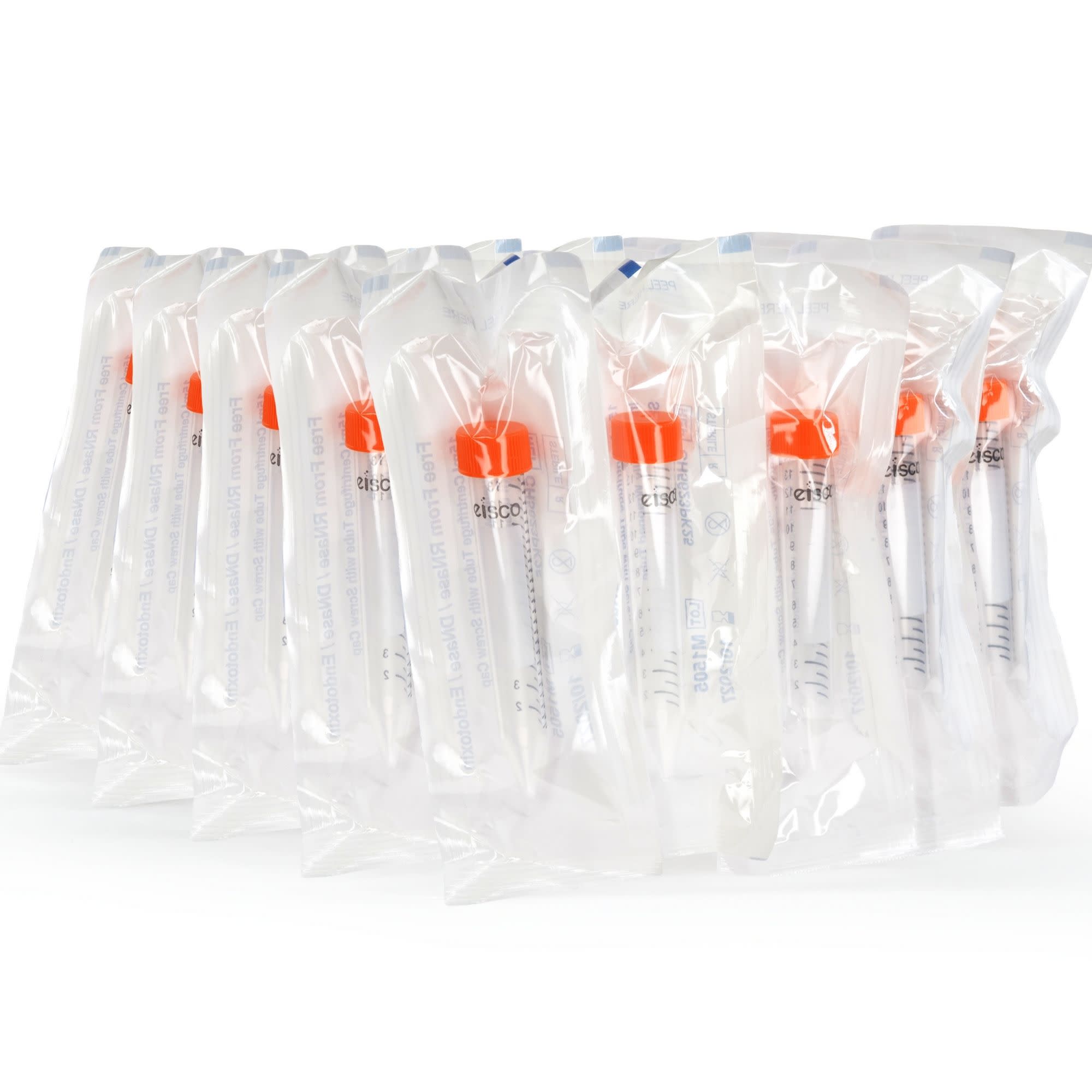 25-Pack Sterile Individually Wrapped Polypropylene Centrifuge Tubes with Flat Cap, 15mL