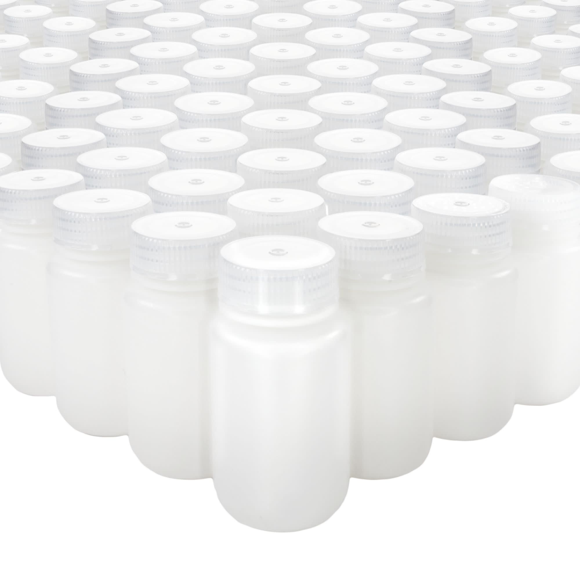 500-Bulk Pack Wide Mouth HDPE Reagent Bottles with PP Caps, 125mL, -100 to 120°C