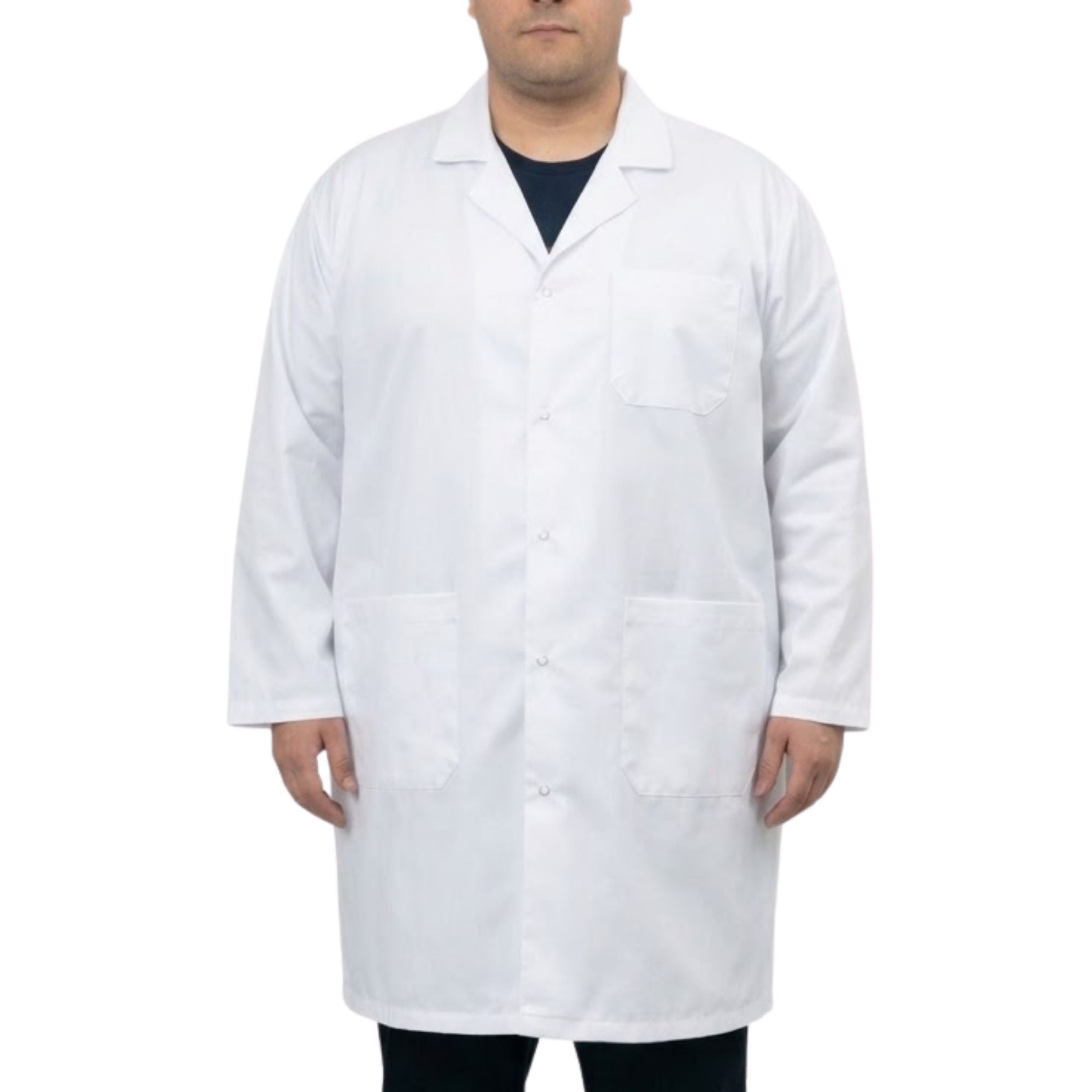 Cotton Lab Coat with Snap Front