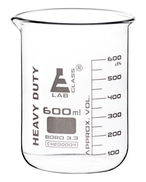 Heavy Duty Borosilicate Glass Beaker with White Graduations