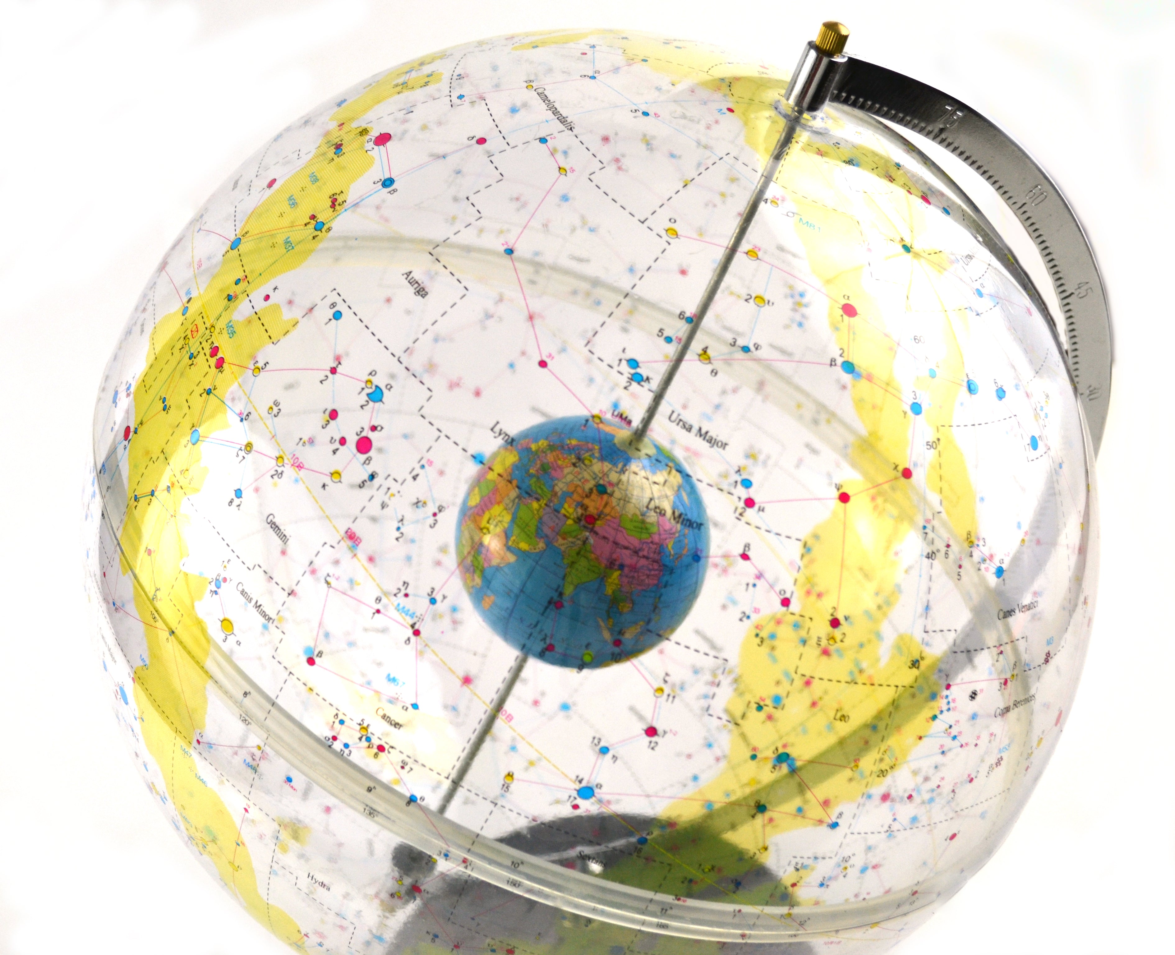 Transparent Celestial Star Globe with Inner Earth Globe