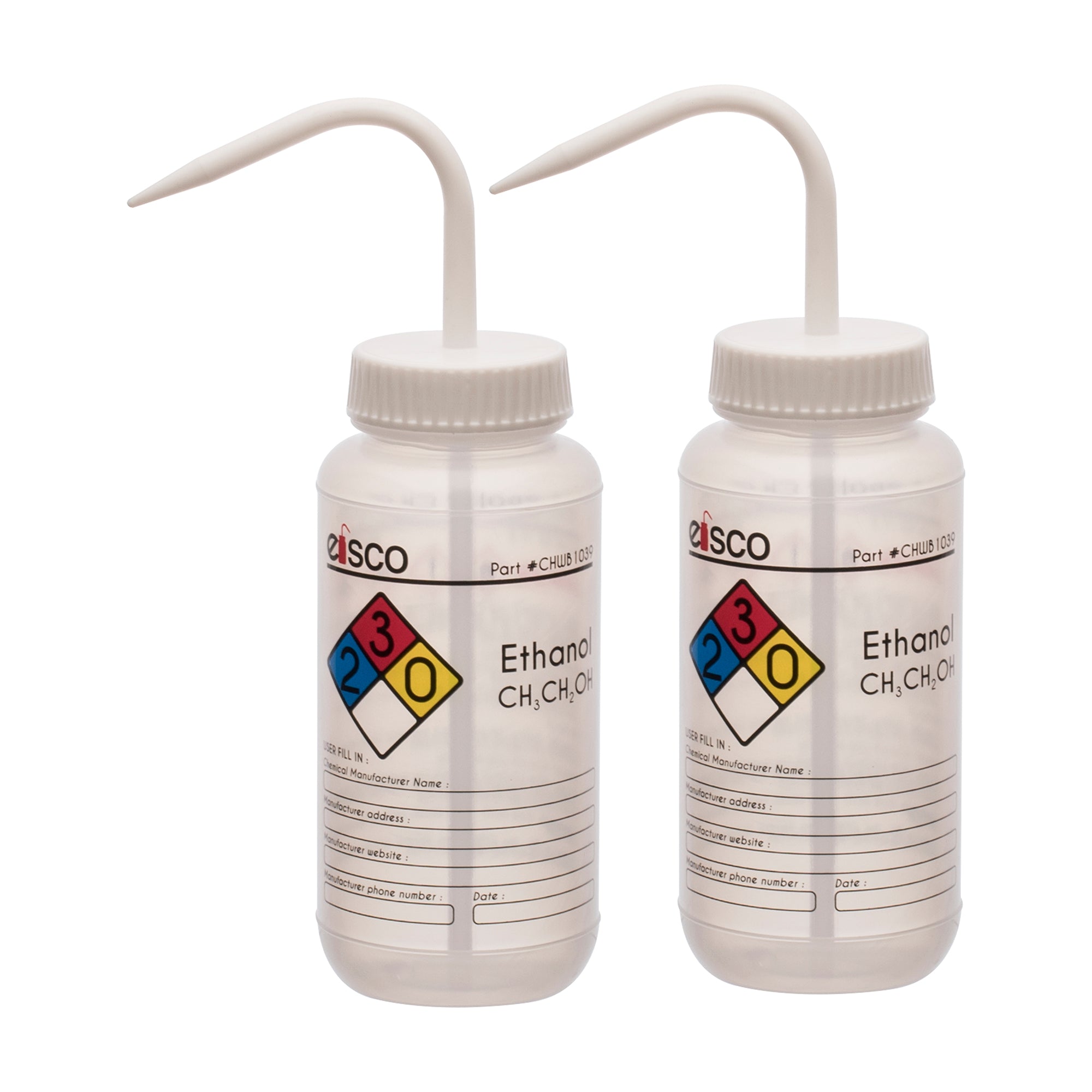 Ethanol Wash Bottle, LDPE, 4-Color Label, 500mL
