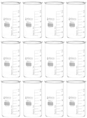 Tall Form Berzelius Borosilicate Glass Beaker, Graduated, 12-Pack