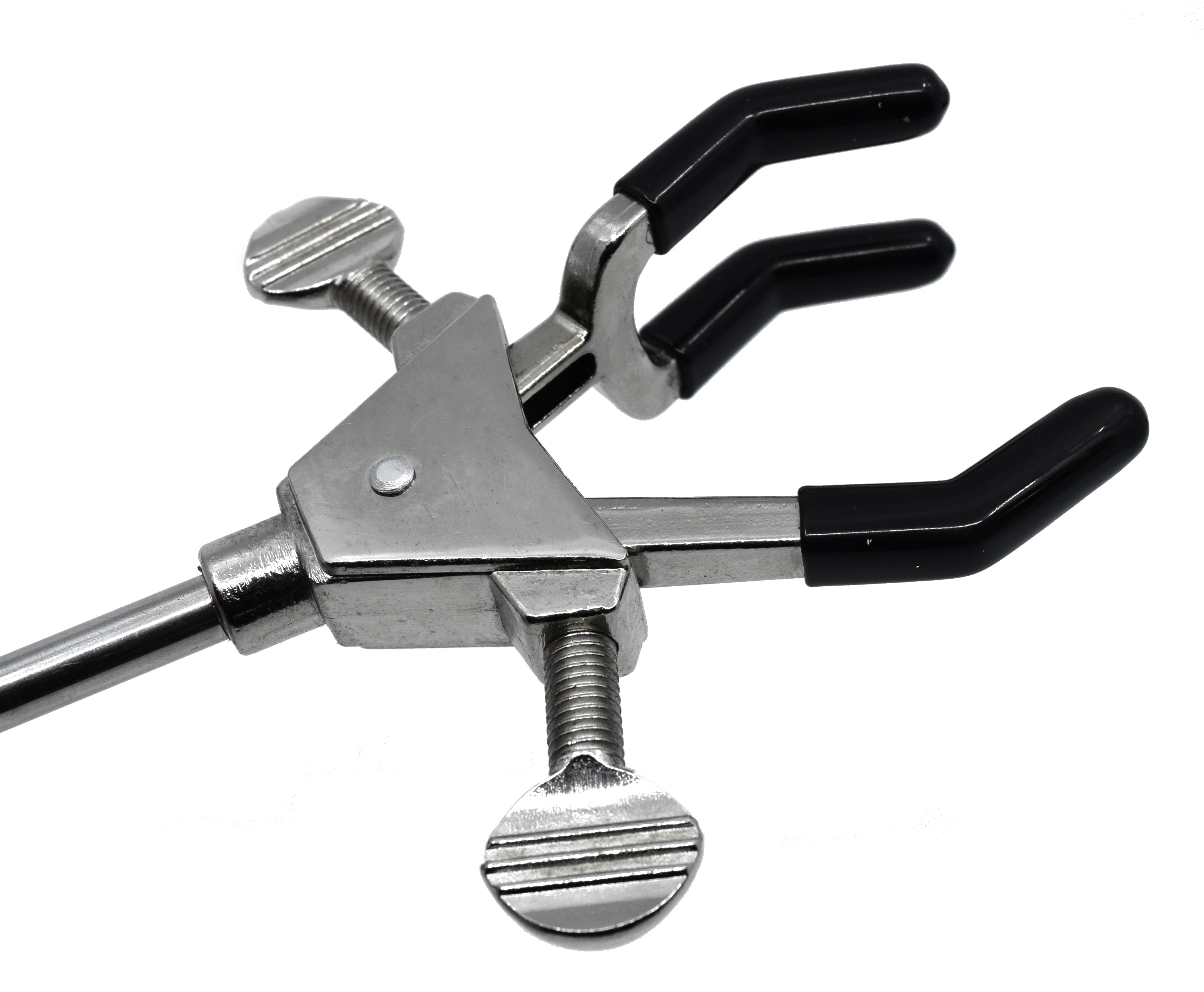 Three-Prong Universal Clamp with Vinyl-Coated Rubber Jaws, 10"
