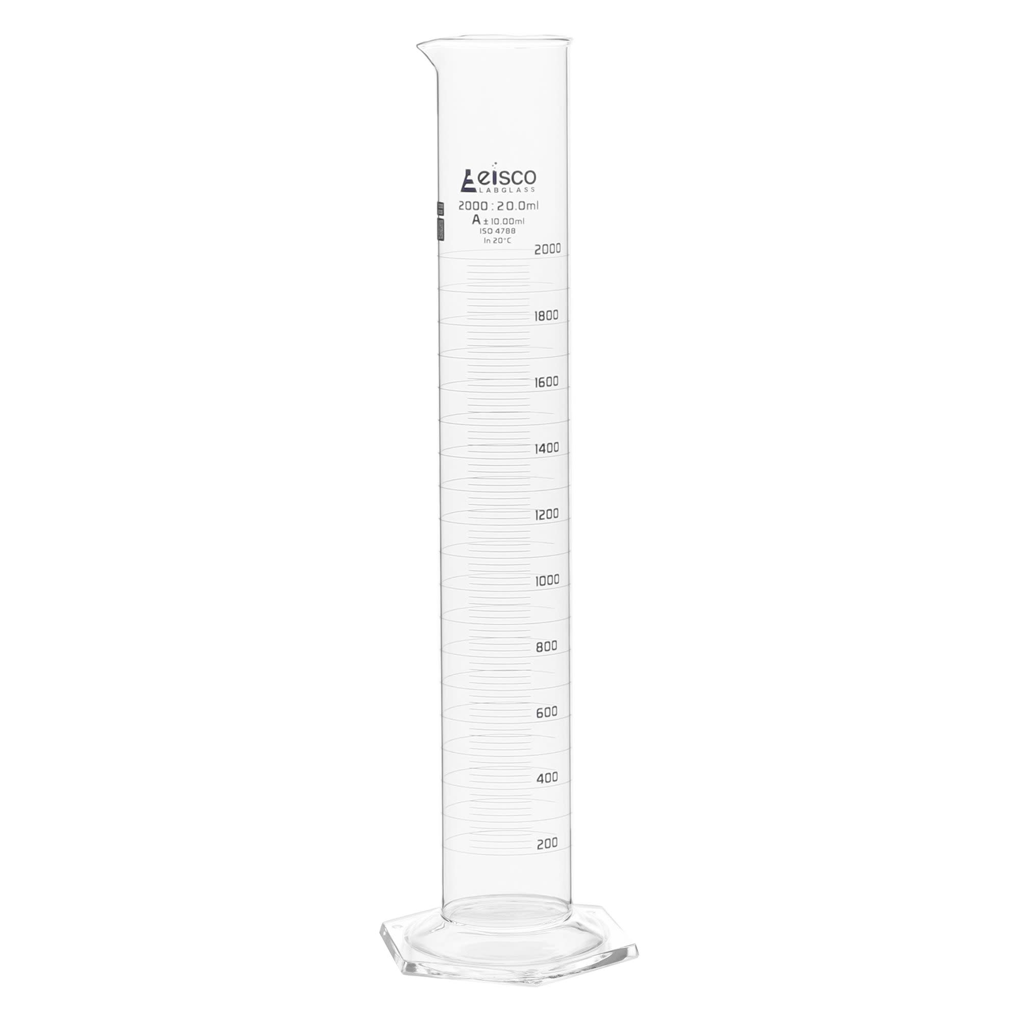 ASTM Class A Borosilicate Glass Graduated Cylinder with QR Certificate, Blue Graduations