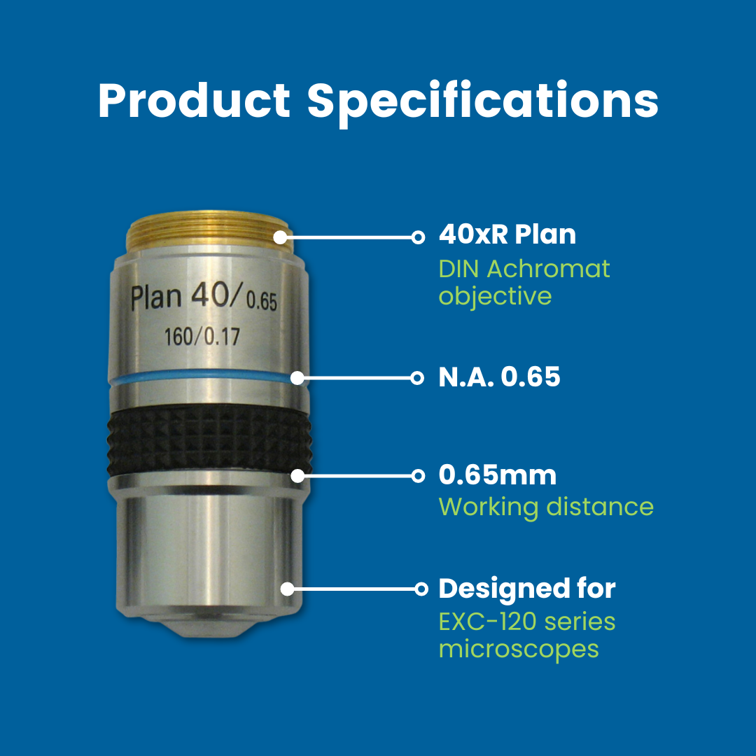 40xR DIN Plan Achromat Microscope Objective for EXC-120