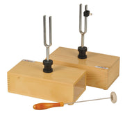 Steel Tuning Fork Pair with Wood Bases, 440Hz (One Adjustable)