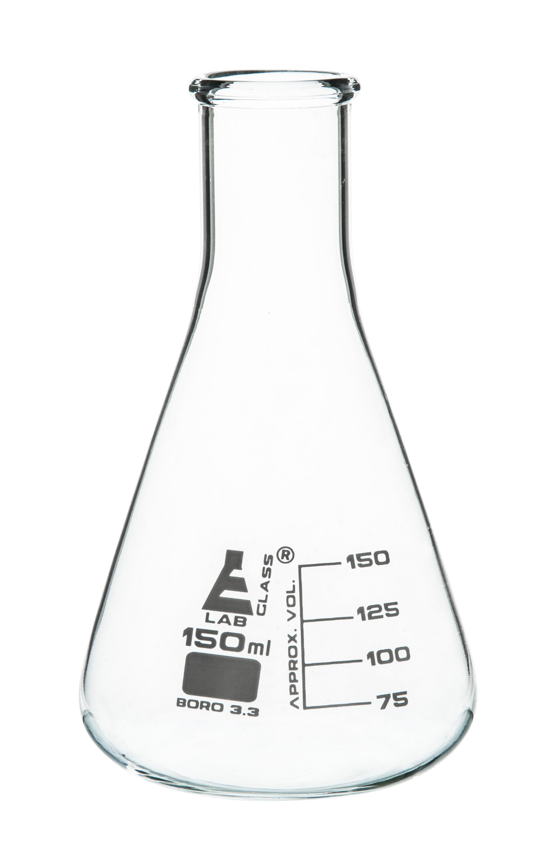 Narrow Neck Borosilicate Glass Erlenmeyer Flask with White Graduations