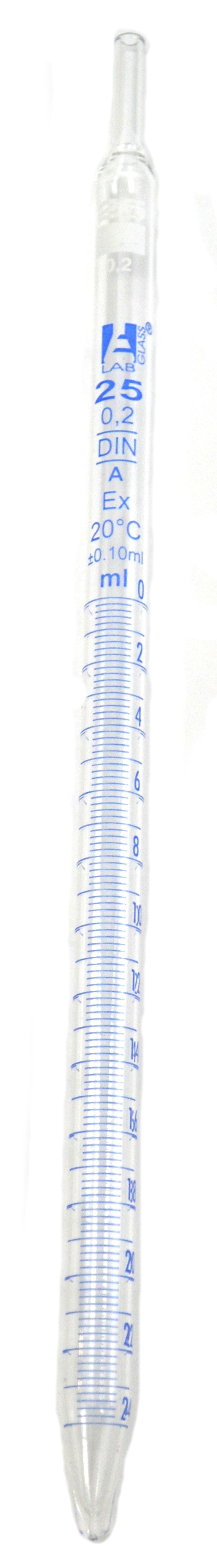 Class A Serological Pipette and One-Hand Pump Set, 25mL, White Graduations, Borosilicate Glass