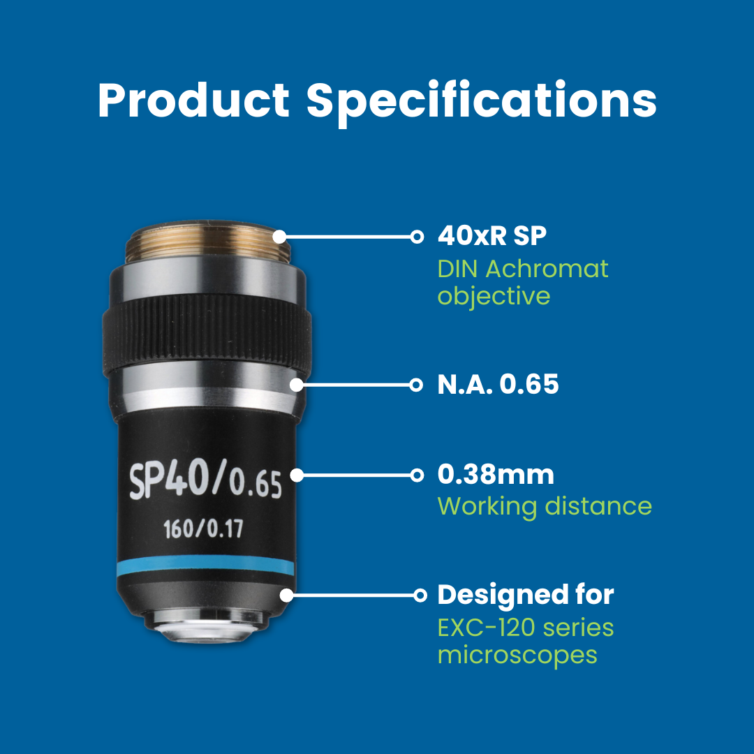 40xR DIN Semi-Plan Achromat Microscope Objective for EXC-120
