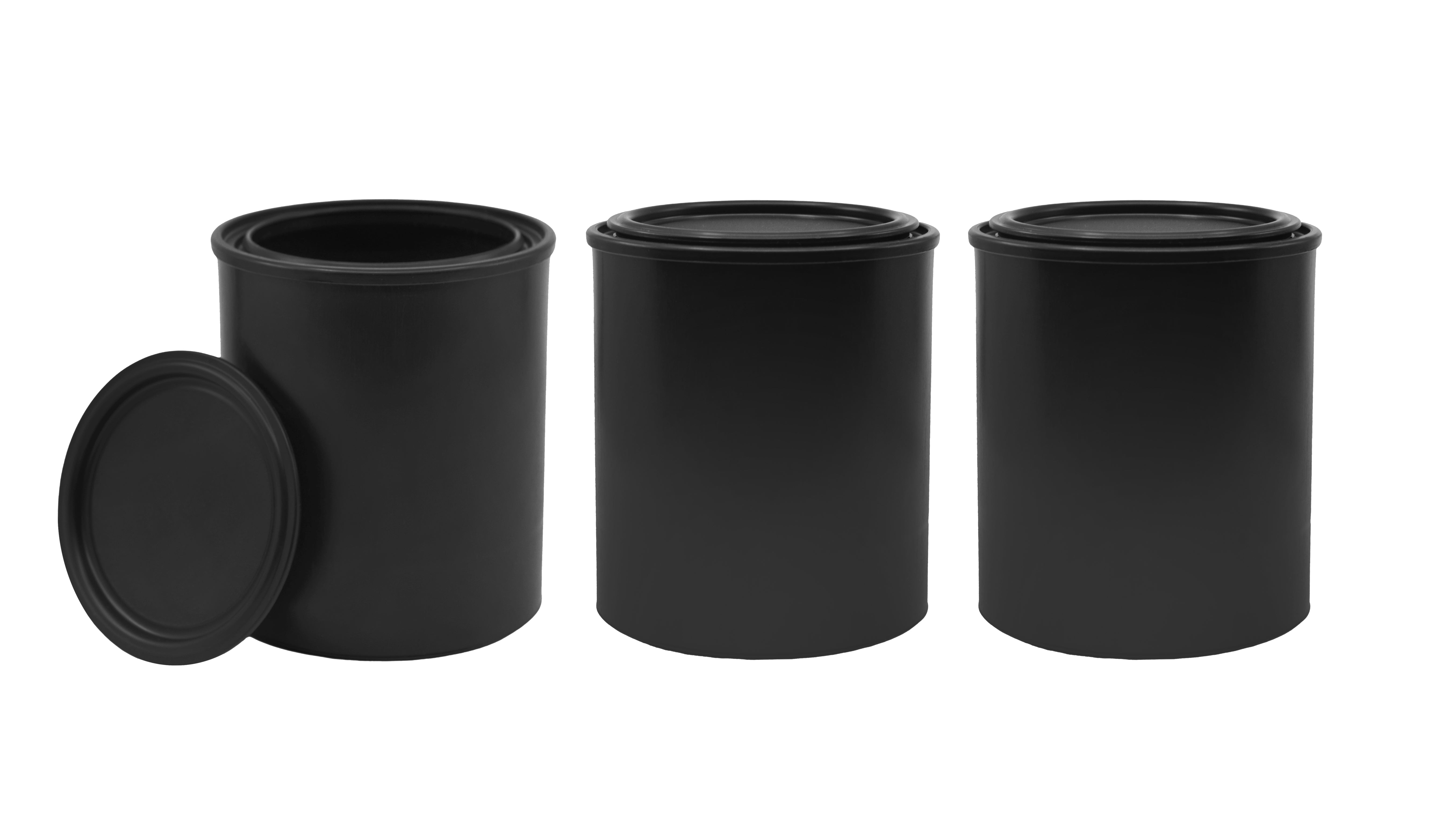 Black Polypropylene Paint Cans, 1 Quart, Recycled, 3-Pack