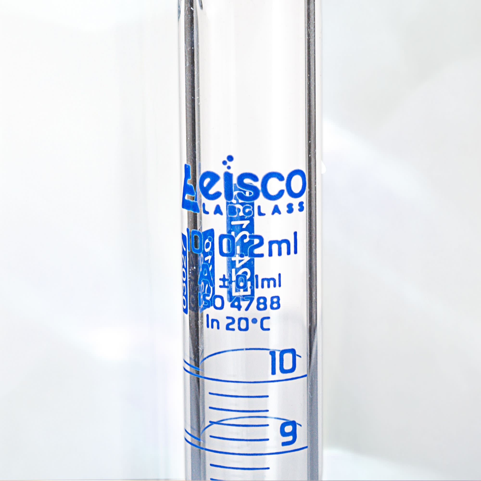 Class A Graduated Cylinder with Individual Work Certificate, 10mL, Hexagonal Base, Borosilicate Glass
