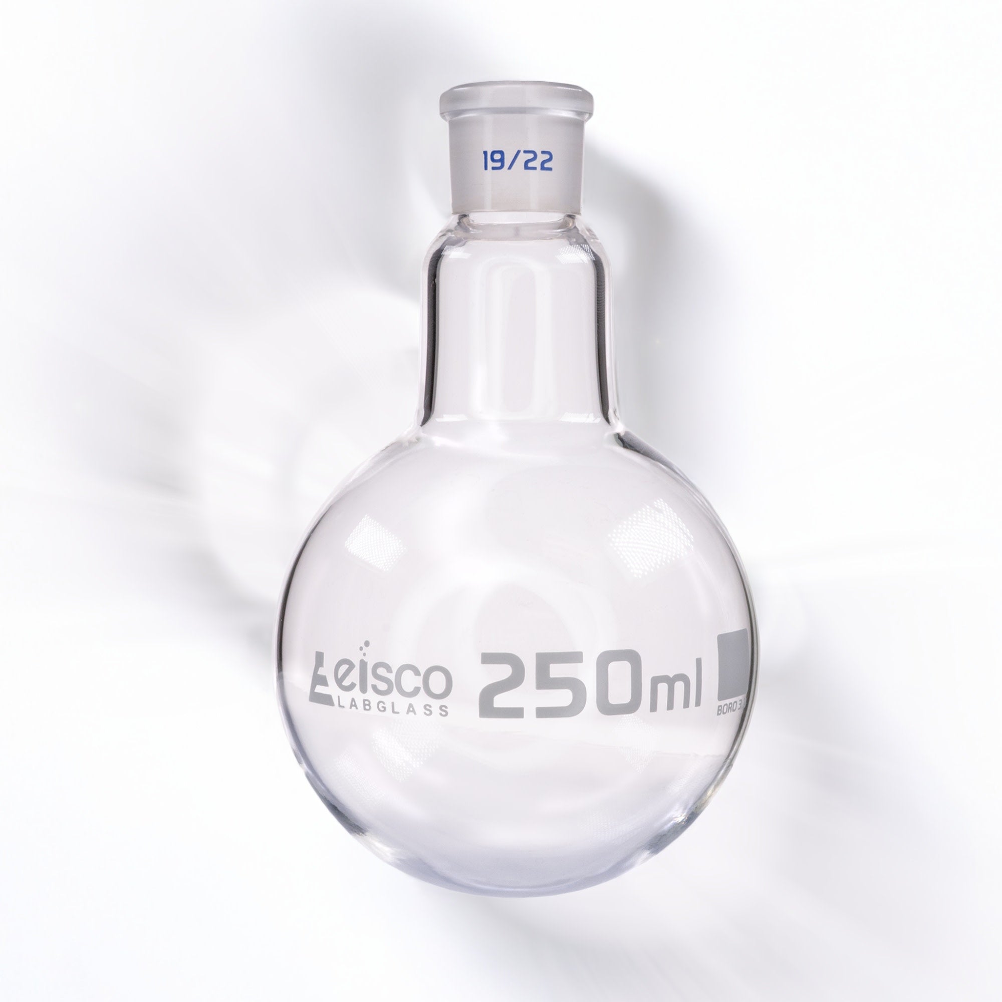 Round Bottom Boiling Flask with 19/22 Ground Joint, 250mL, Borosilicate 3.3 Glass