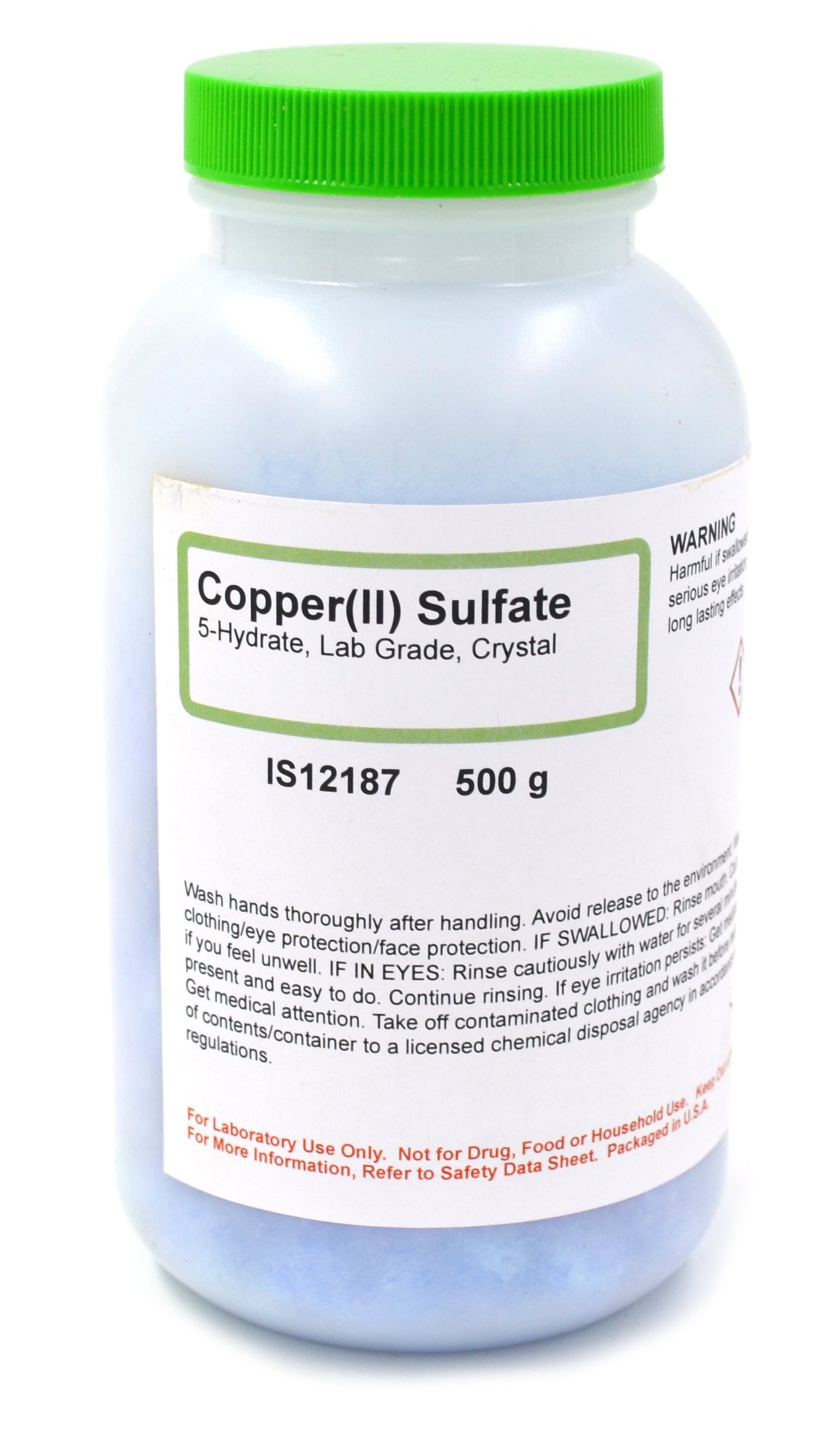 Laboratory Grade Copper (II) Sulfate Pentahydrate Crystals, 500g