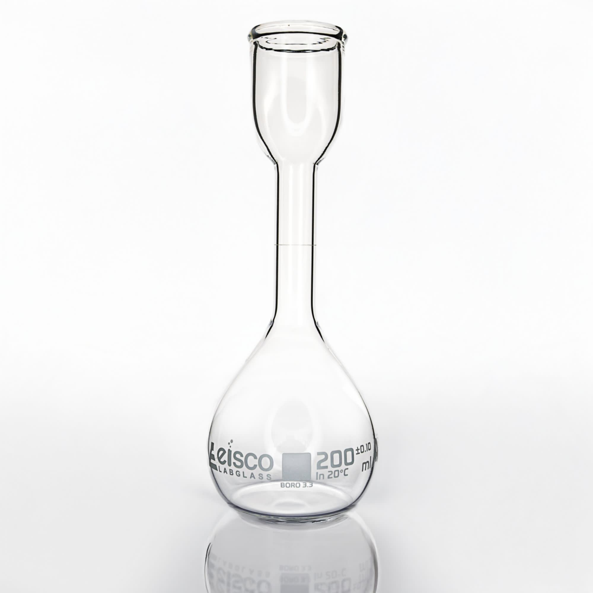 Class A Flat Bottom Kohlrausch Volumetric Flask, 200mL, Borosilicate Glass