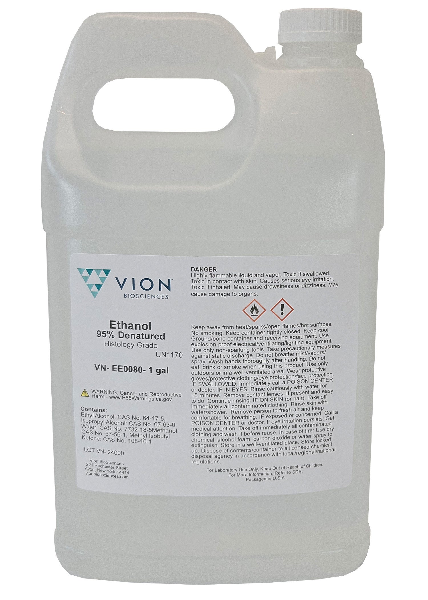 4-Case 95% Ethanol High-Concentration Histology Alcohol, 1 Gallon Each