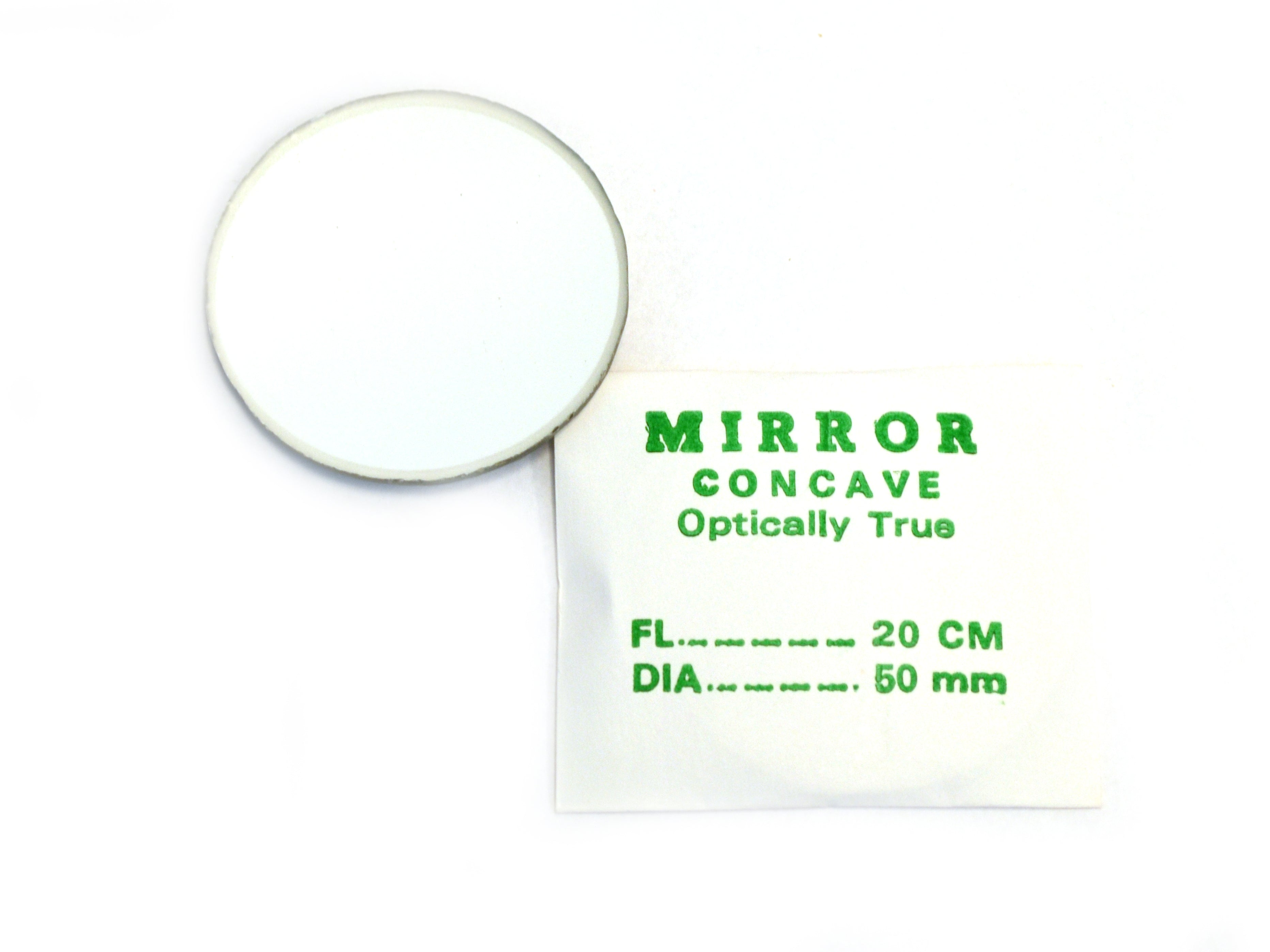 Concave Glass Mirror, 50mm Diameter, 200mm Focal Length