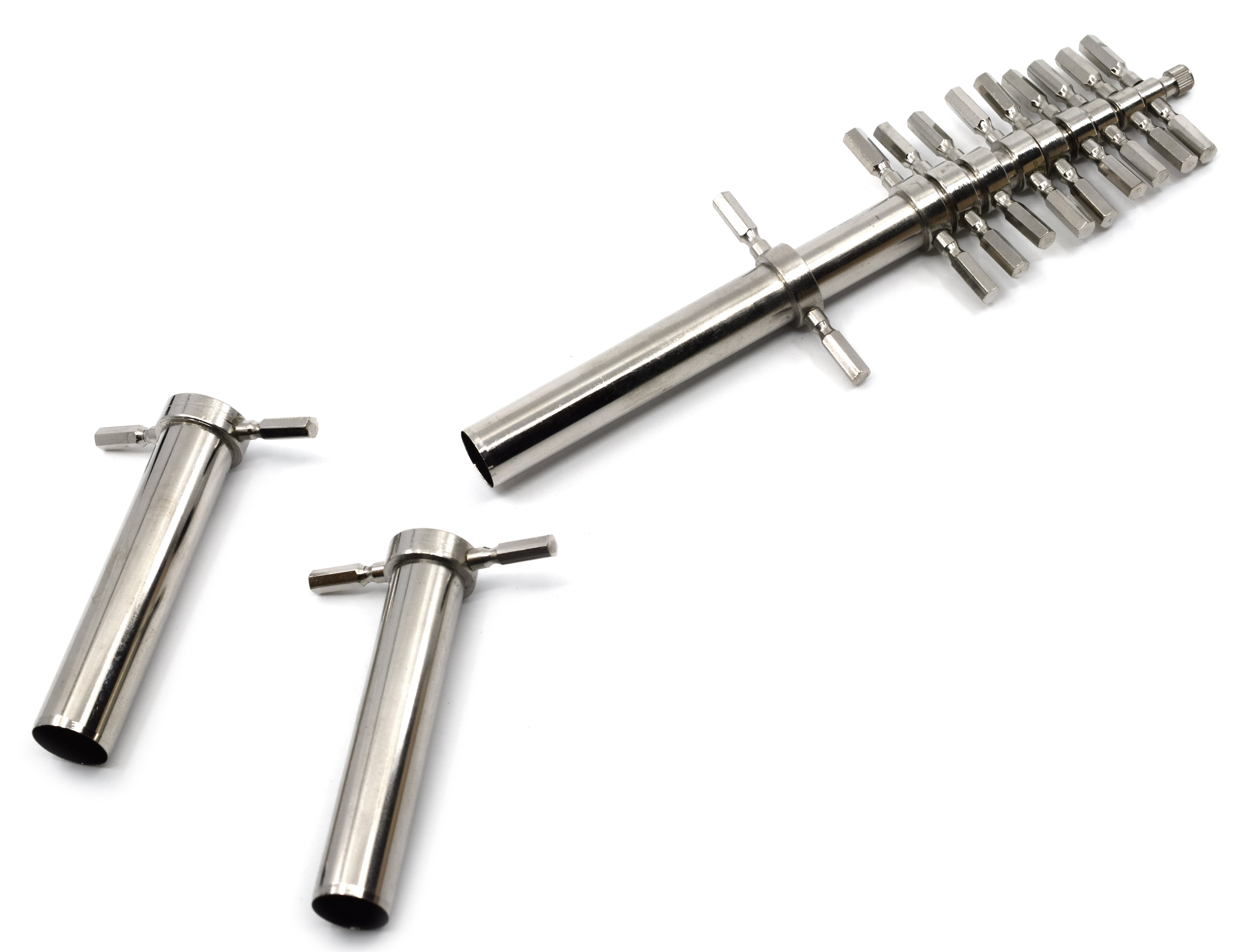 12-Piece Nickel-Plated Brass Cork Borer Set, 4-18mm, German Pattern