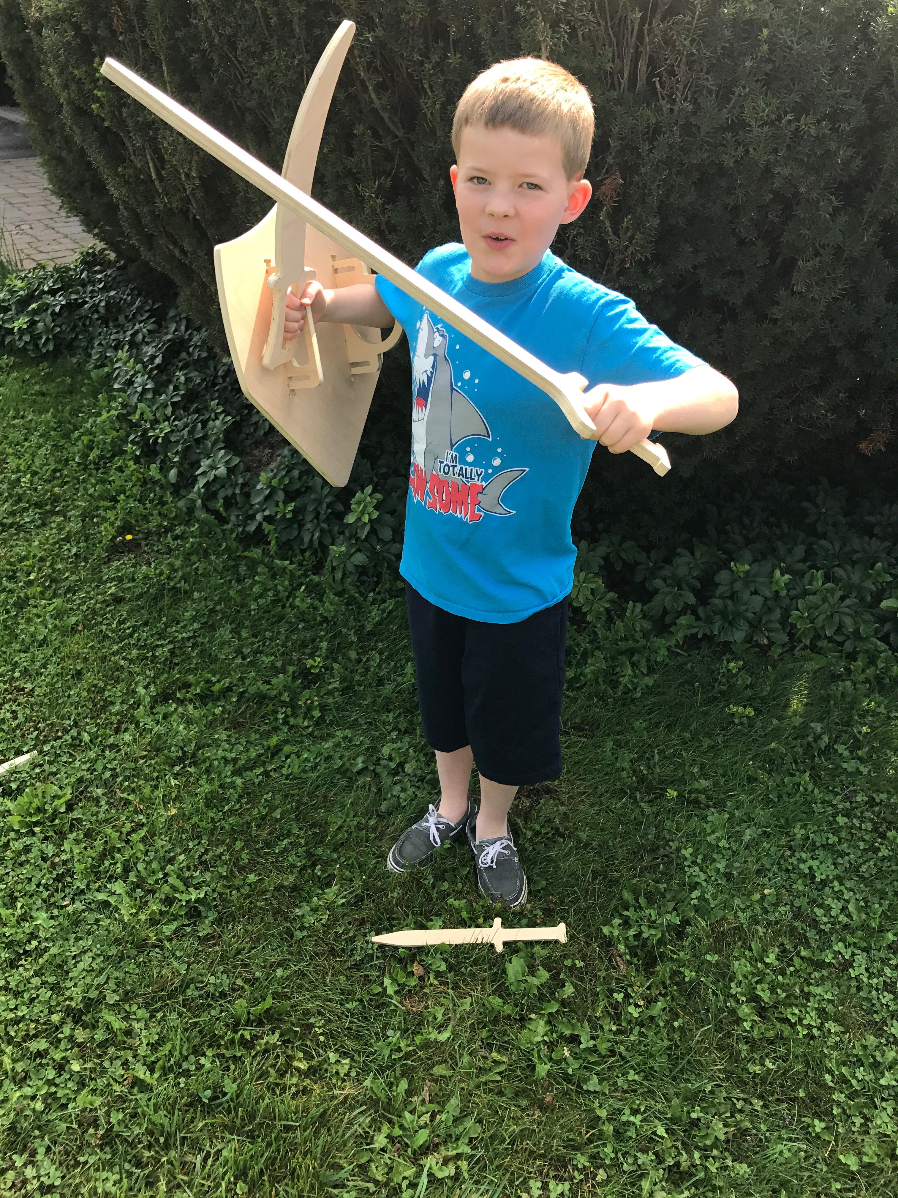 Wooden Full Weapon Armory Set with Cutlass, Dagger, Sword and Shield