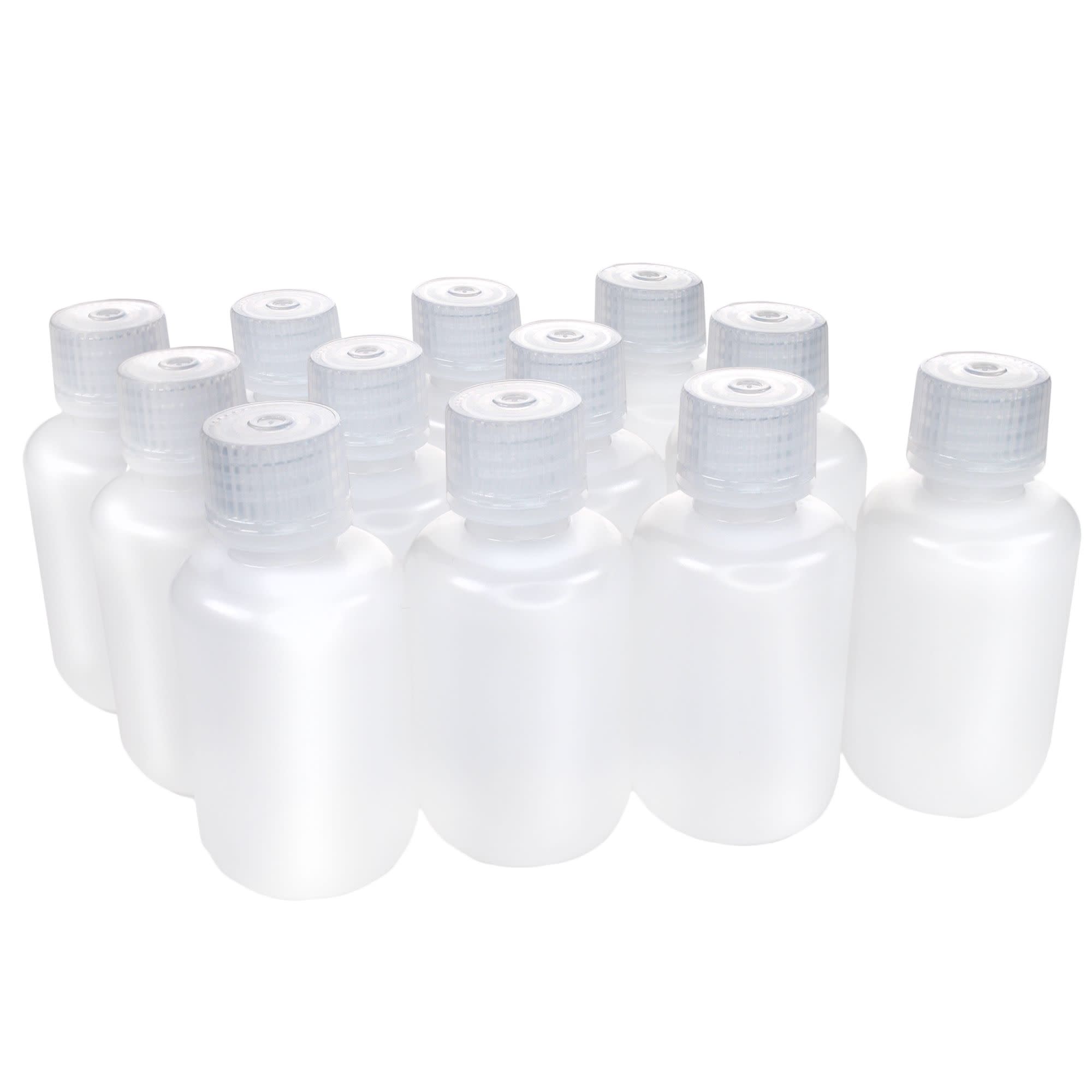 12-Pack Translucent Narrow Mouth LDPE Reagent Bottles with PP Caps, 60mL, -100 to 80°C